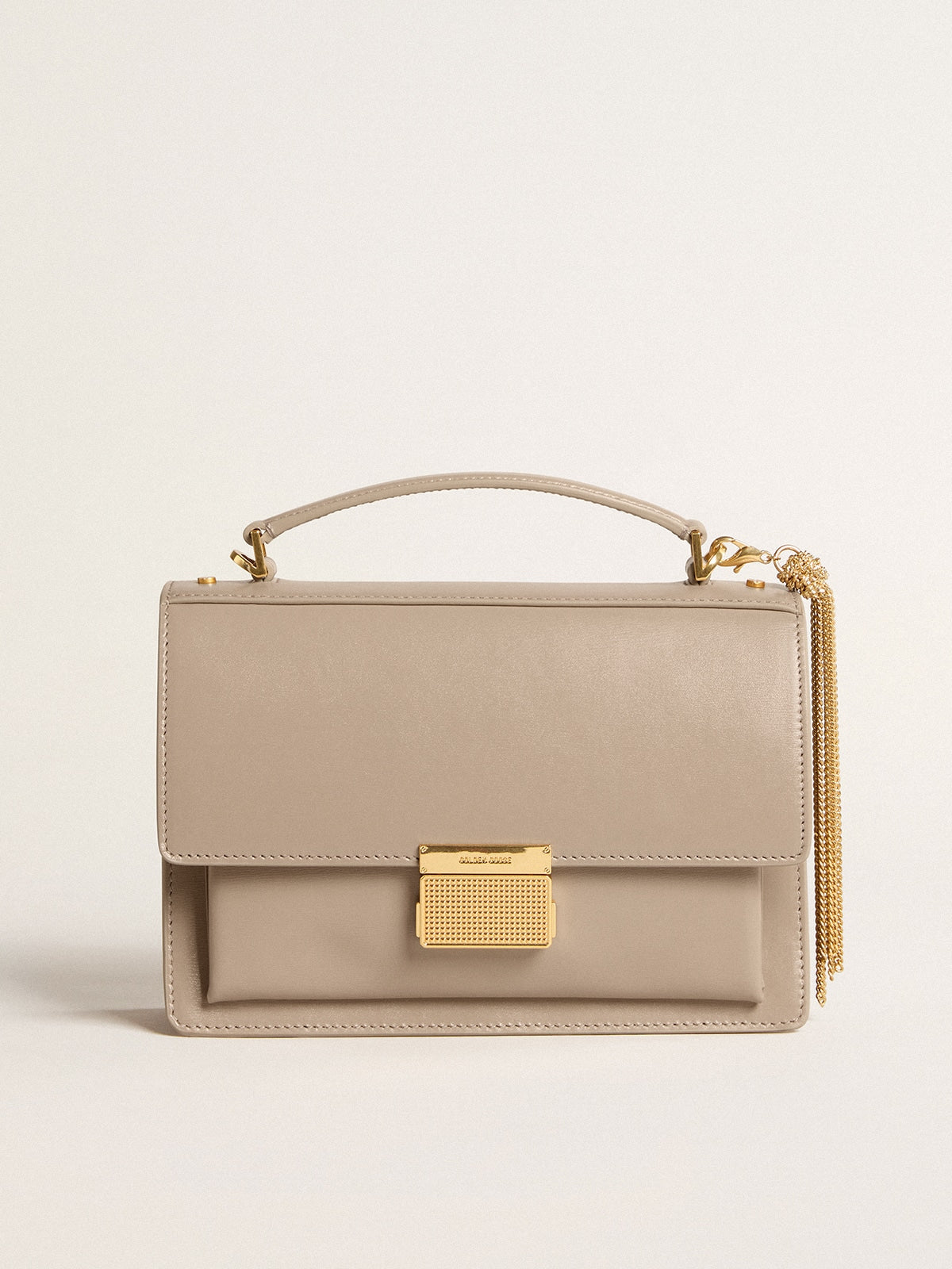Golden Goose Venezia Bag in beige boarded leather with gold details