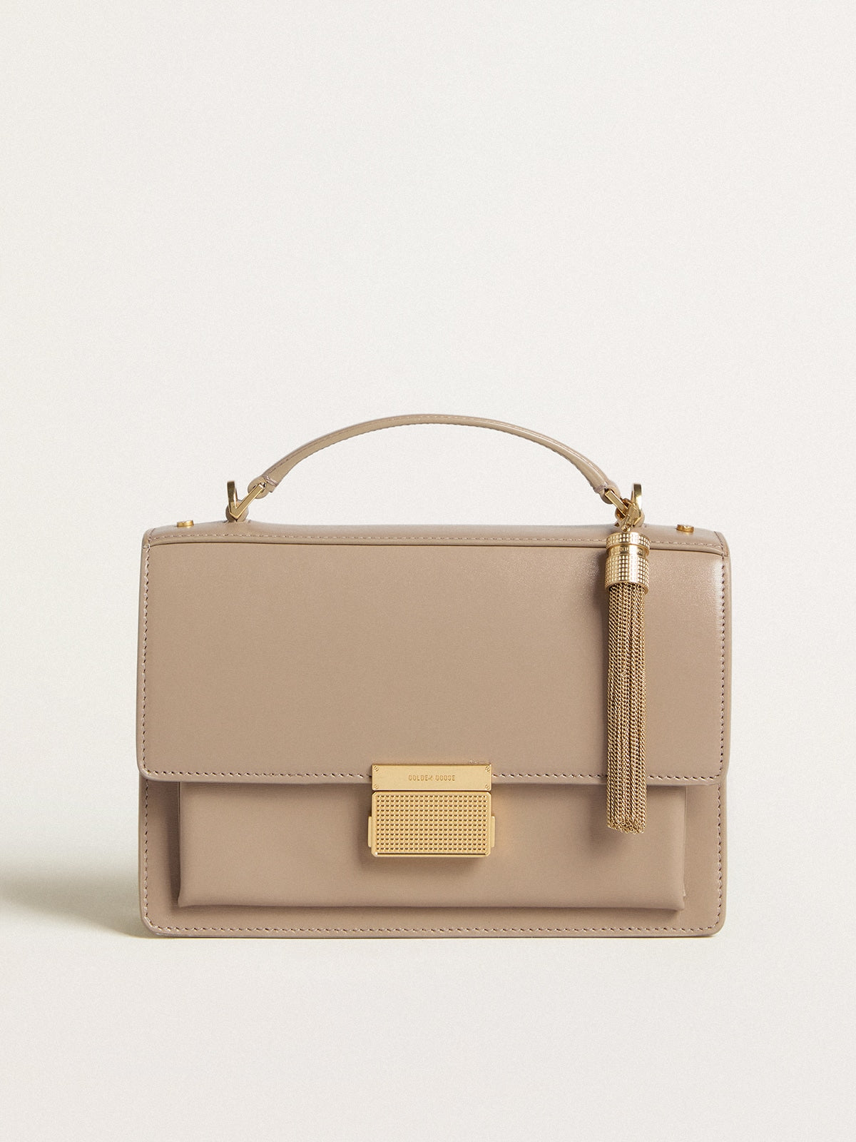 Golden Goose Venezia Bag in beige boarded leather with gold details