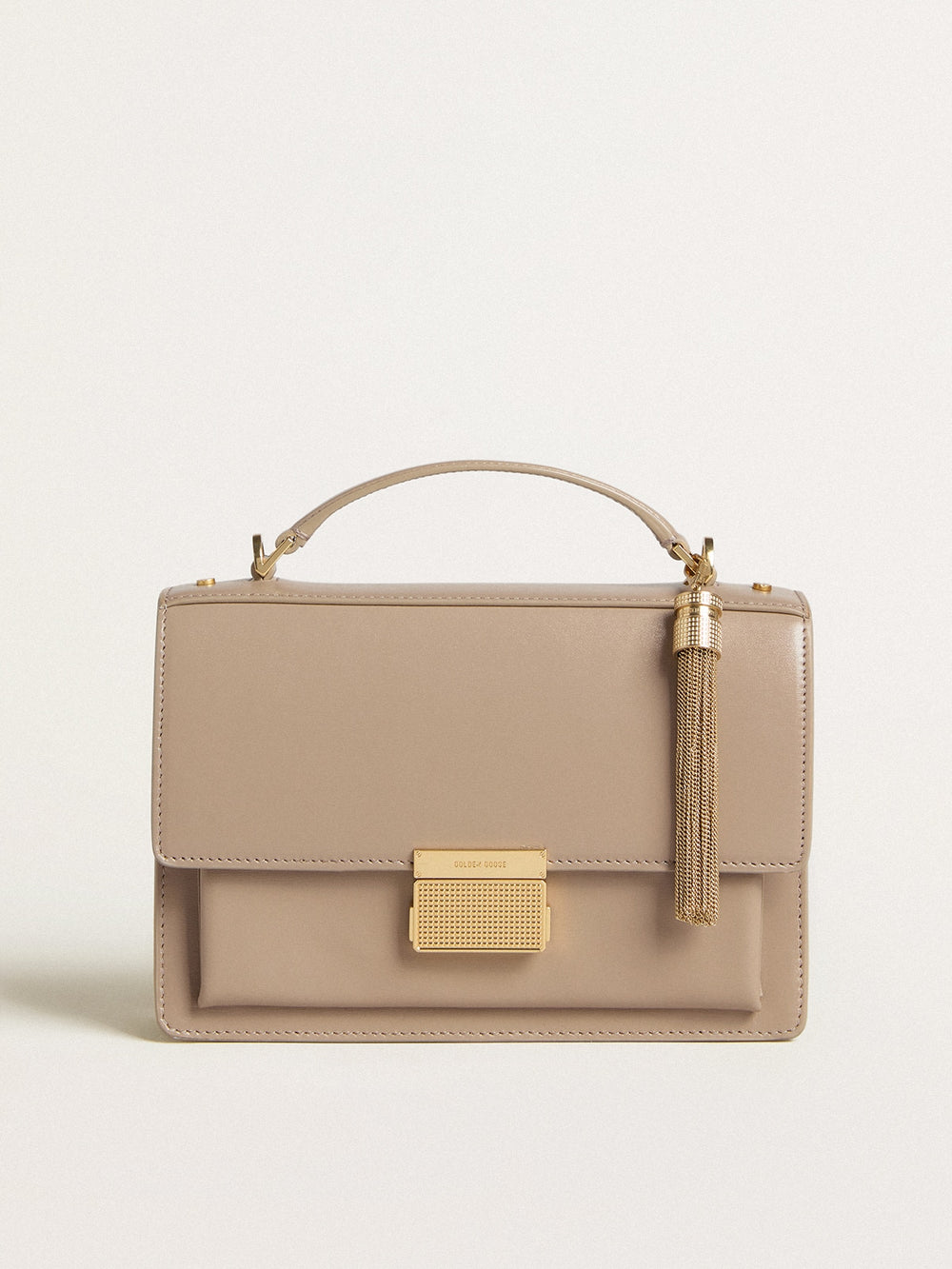Golden Goose Venezia Bag in beige boarded leather with gold details