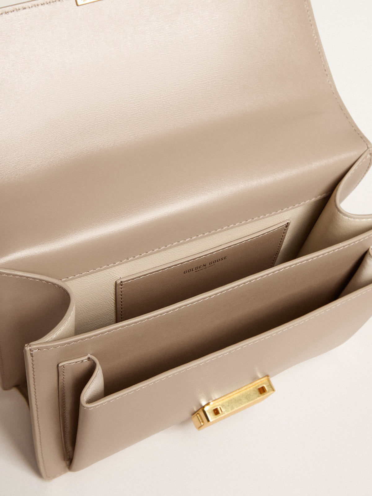 Golden Goose Venezia Bag in beige boarded leather with gold details