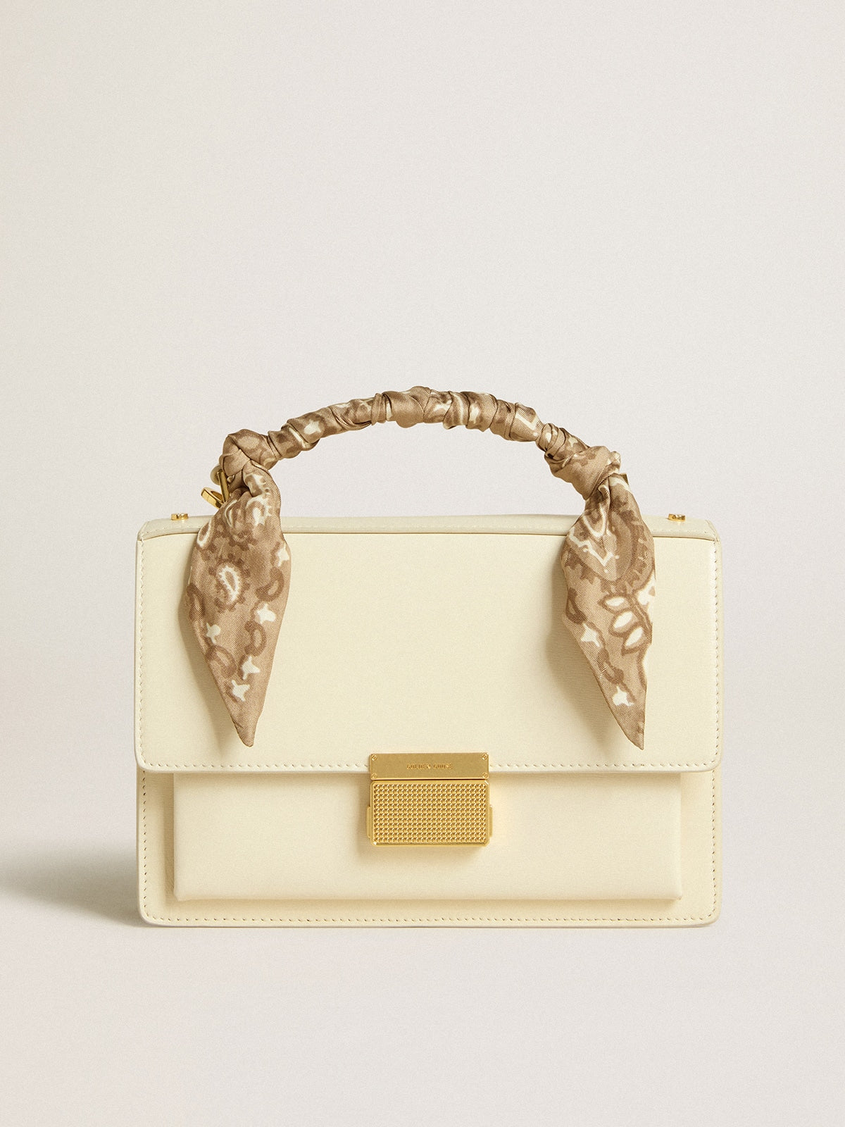 Golden Goose Venezia Bag in butter-colored boarded leather with silk scarf