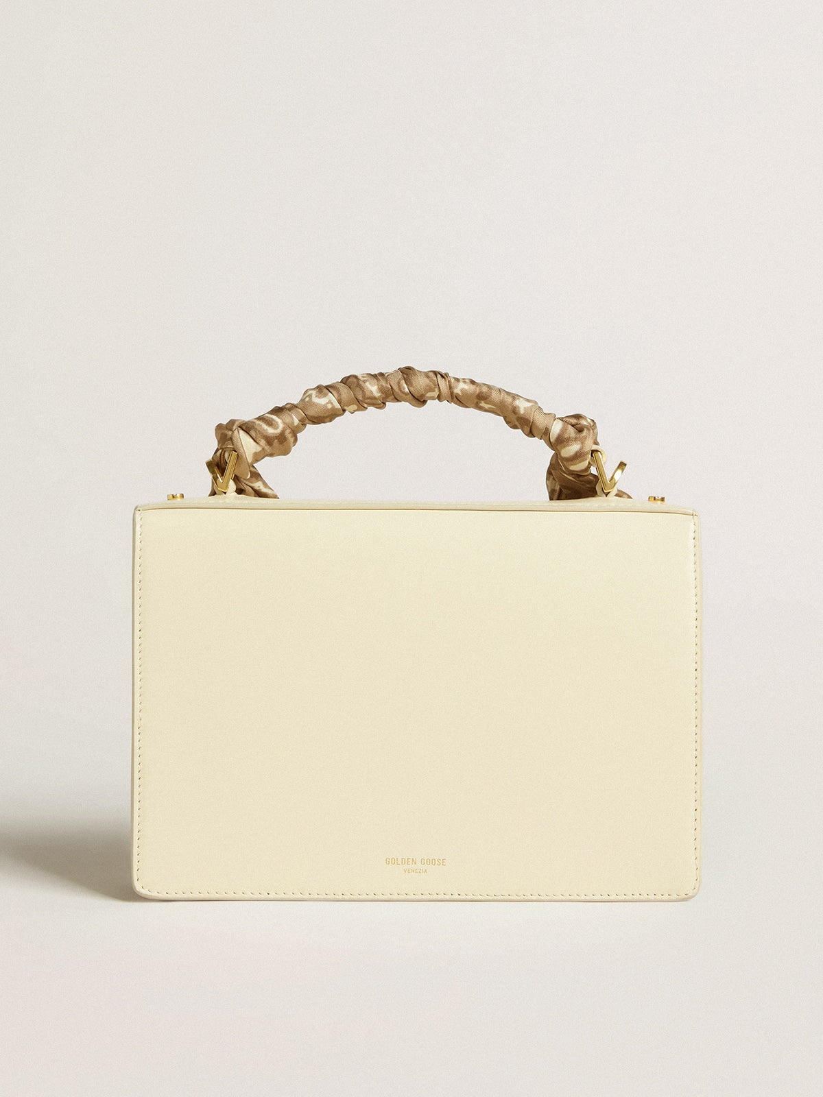 Golden Goose Venezia Bag in butter-colored boarded leather with silk scarf