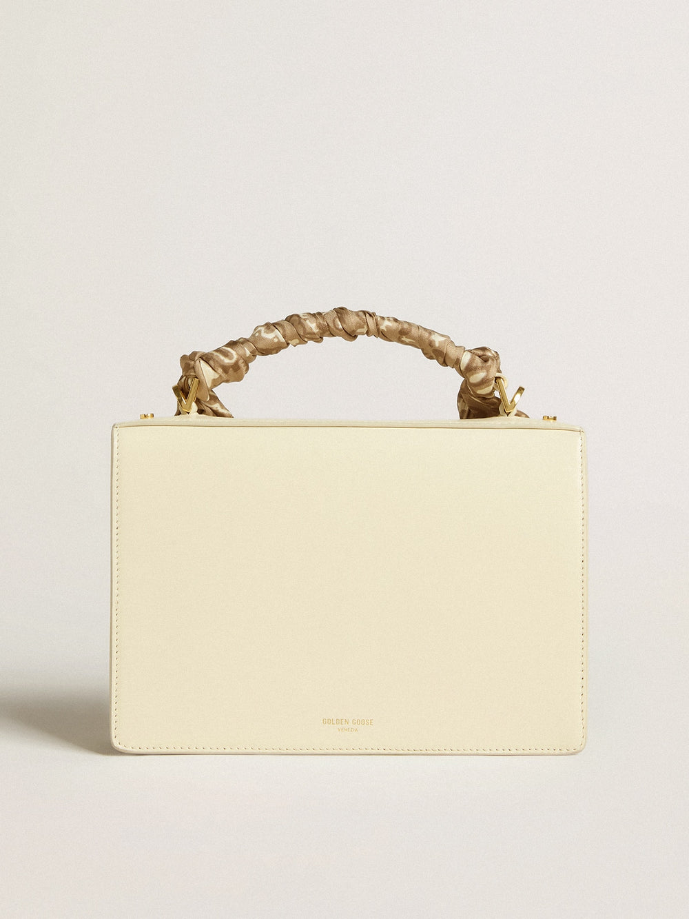 Golden Goose Venezia Bag in butter-colored boarded leather with silk scarf