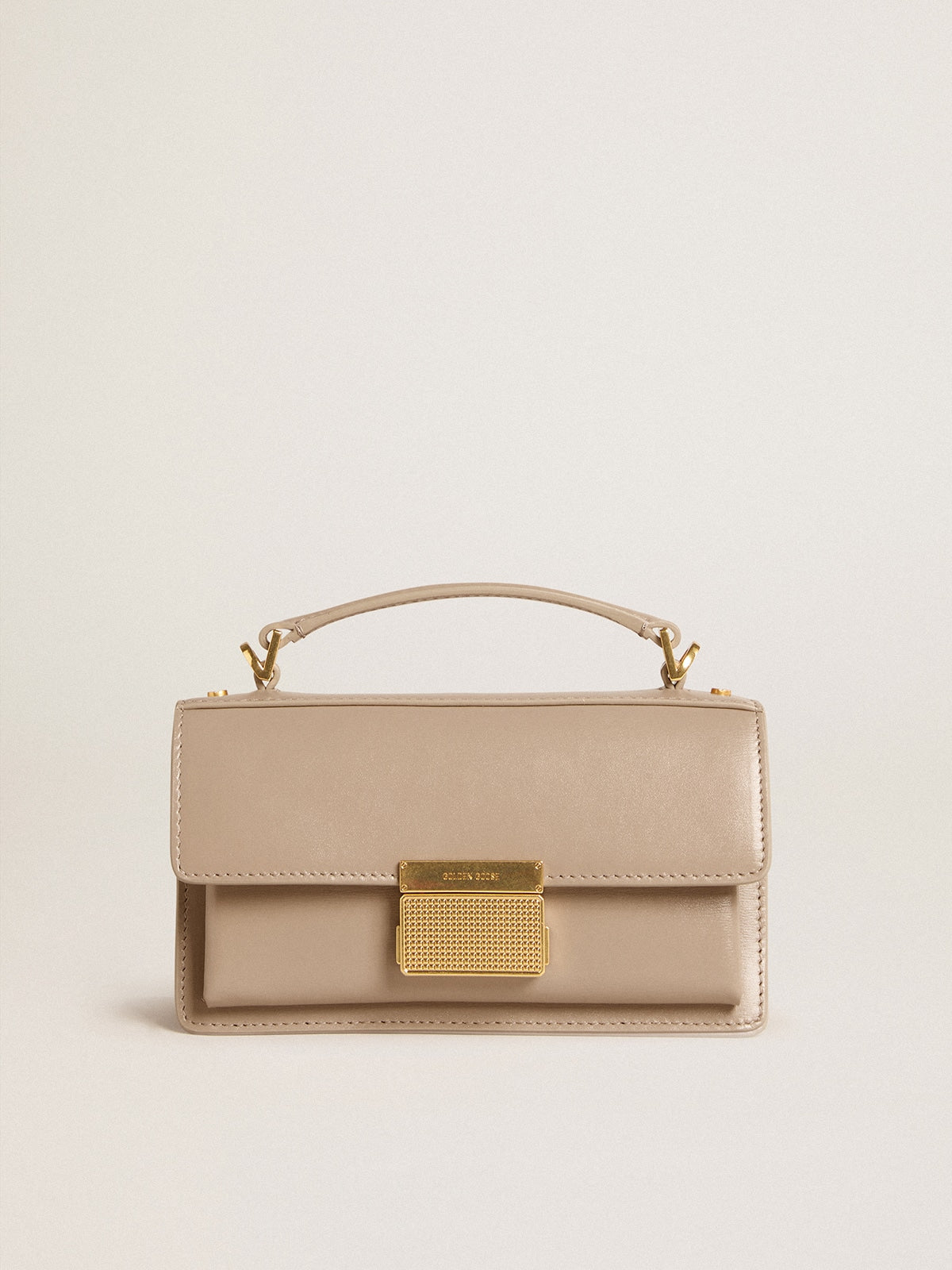 Golden Goose Small Venezia Bag in beige boarded leather with gold details