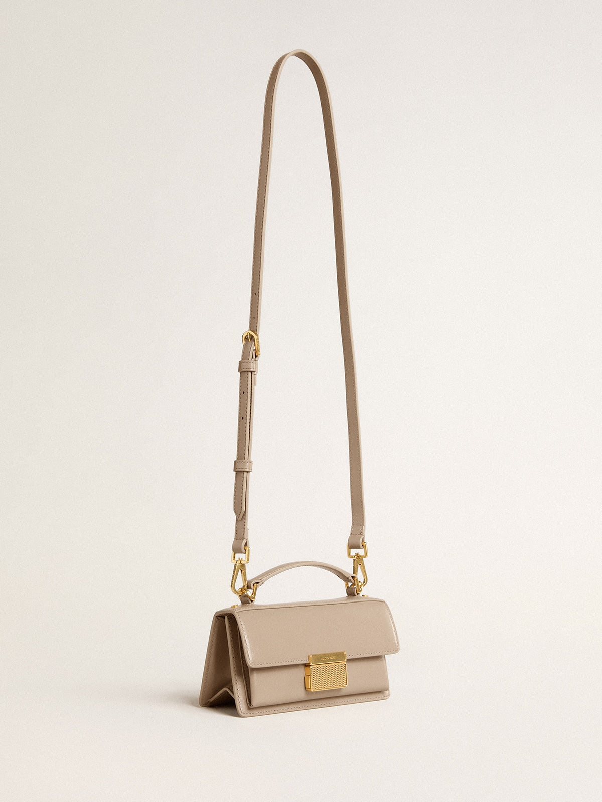 Golden Goose Small Venezia Bag in beige boarded leather with gold details