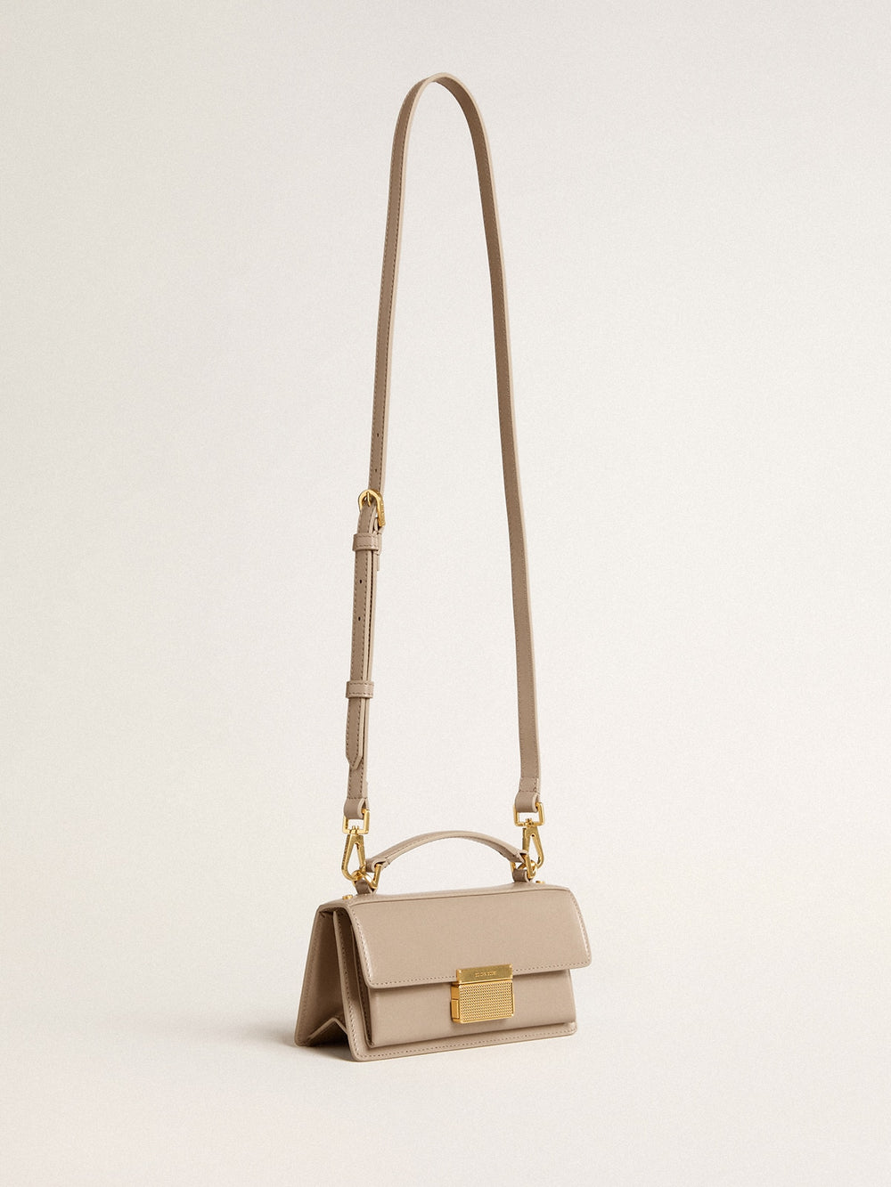 Golden Goose Small Venezia Bag in beige boarded leather with gold details
