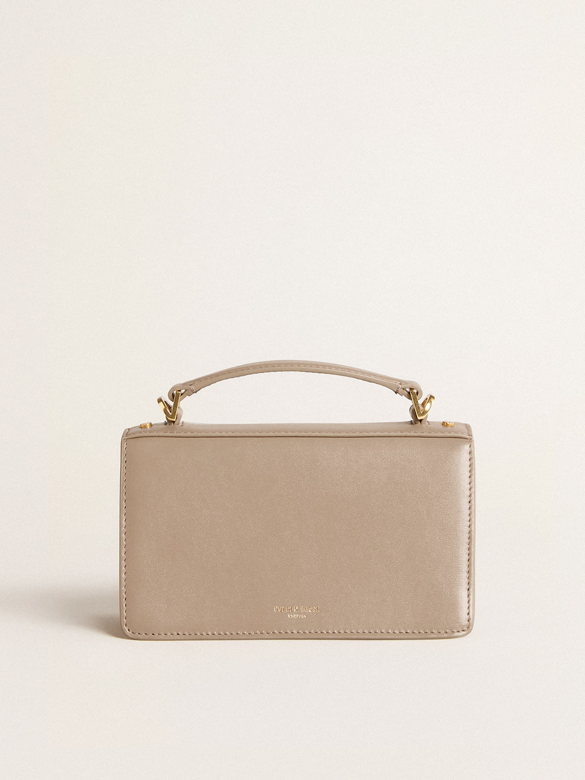 Golden Goose Small Venezia Bag in beige boarded leather with gold details