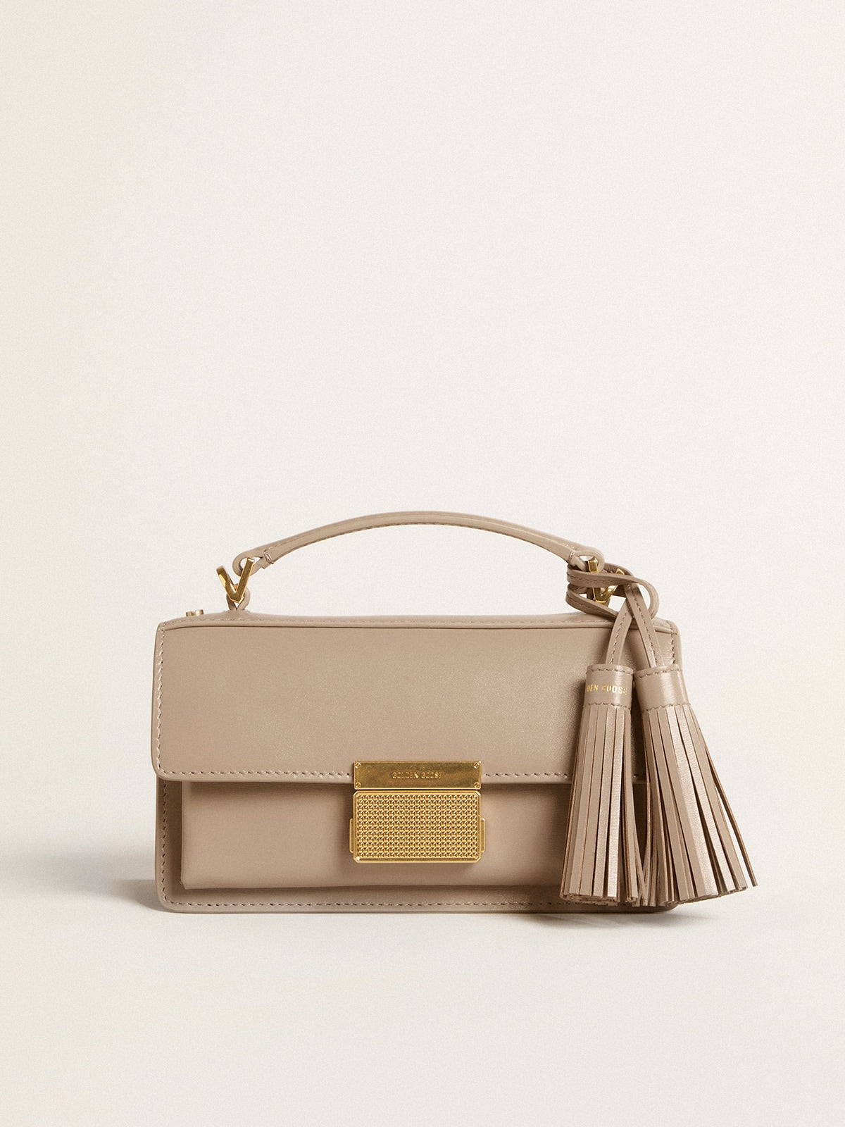 Golden Goose Small Venezia Bag in beige boarded leather with gold details