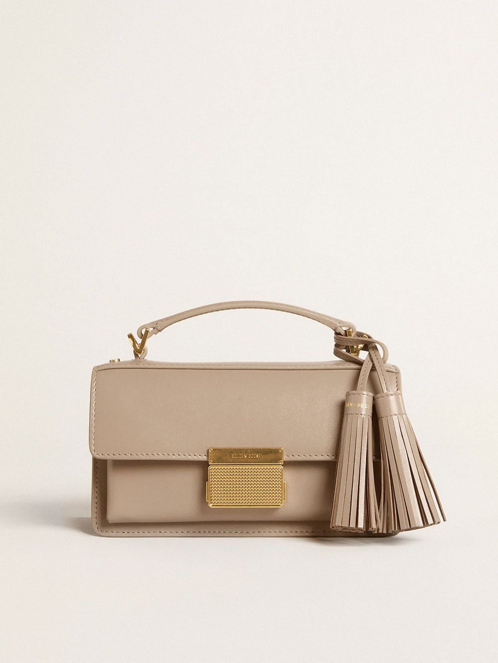 Golden Goose Small Venezia Bag in beige boarded leather with gold details