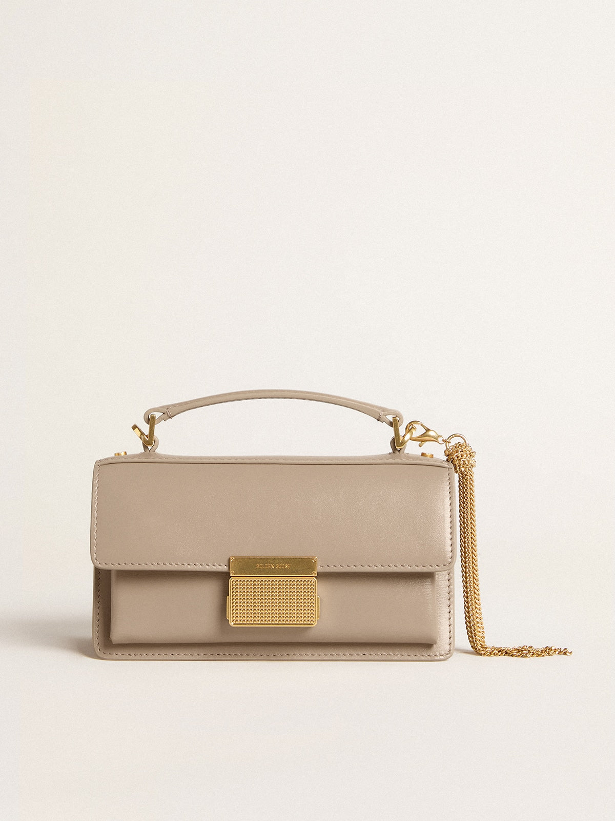 Golden Goose Small Venezia Bag in beige boarded leather with gold details
