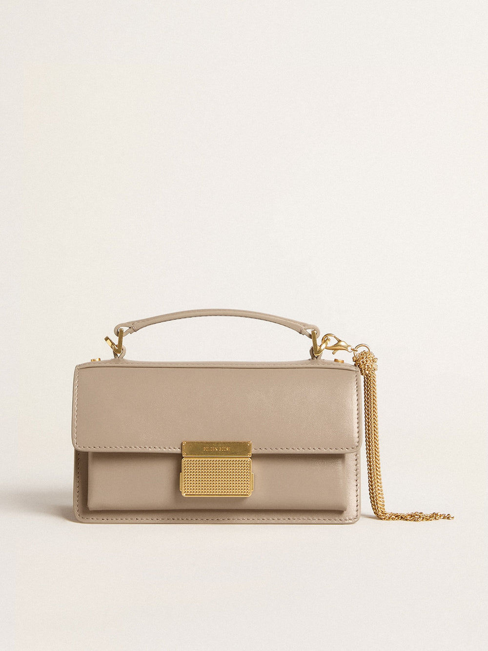 Golden Goose Small Venezia Bag in beige boarded leather with gold details
