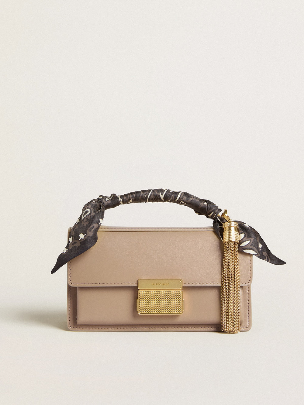 Golden Goose Small Venezia Bag in beige boarded leather with gold details