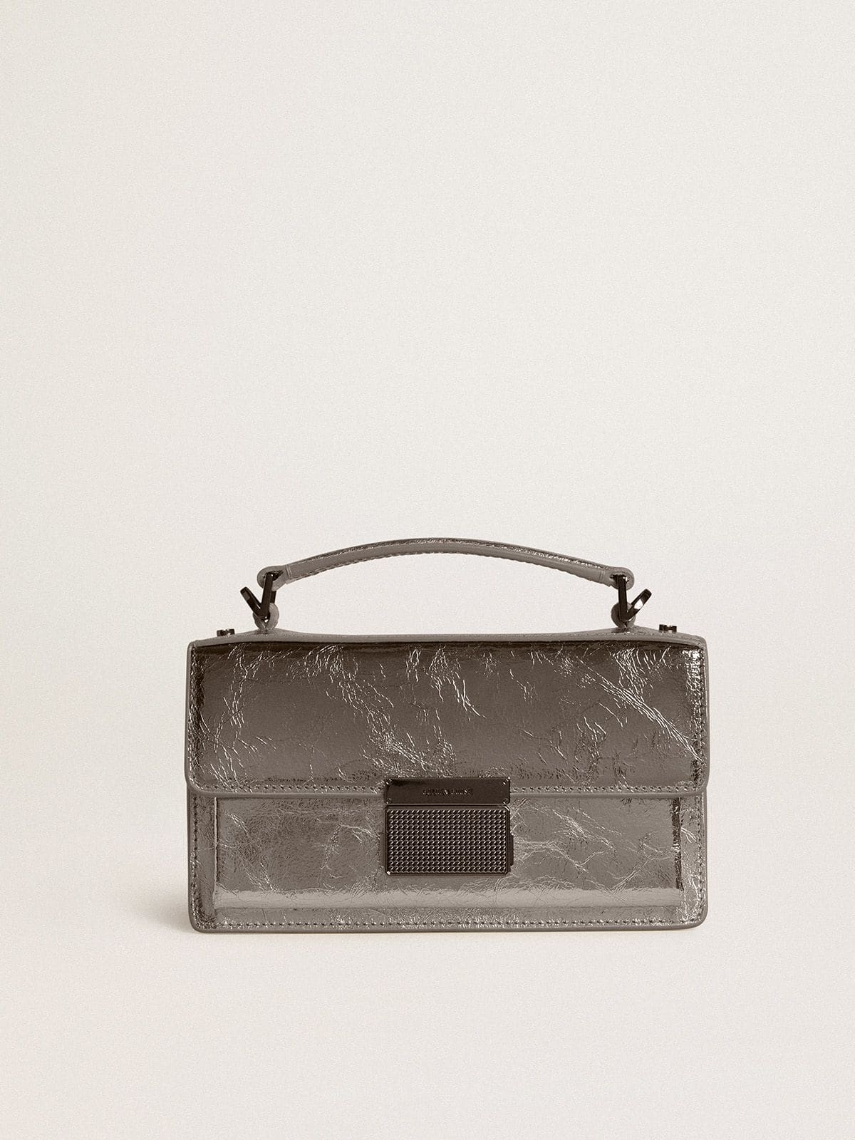 Golden Goose Small Venezia Bag in anthracite-gray metallic leather with black details