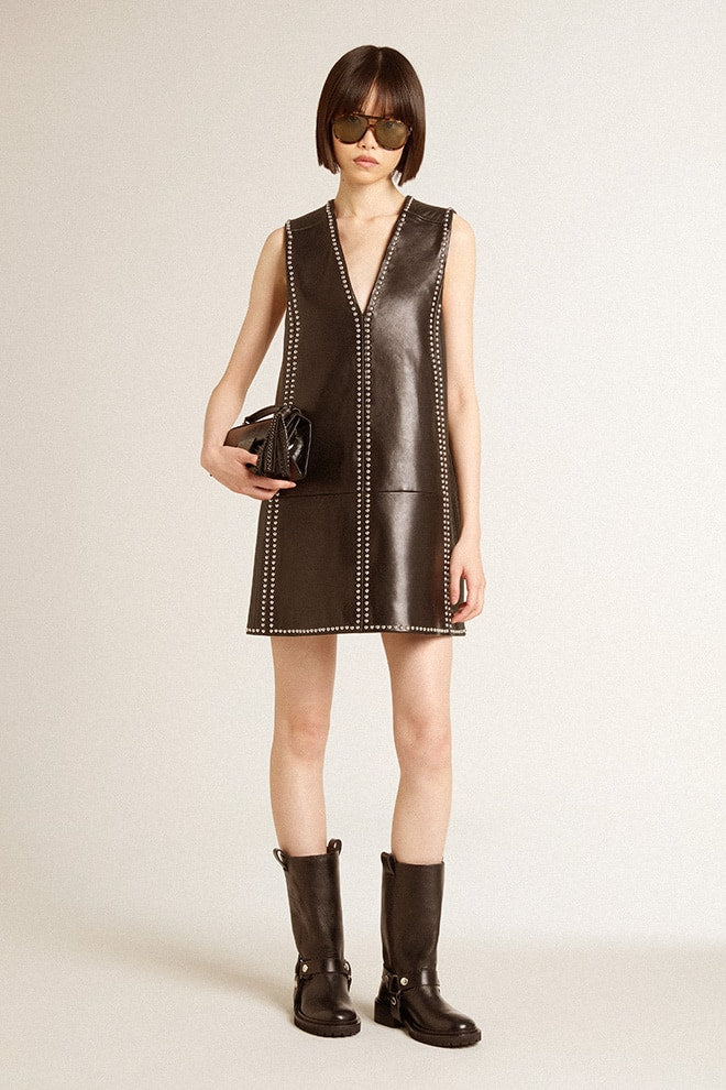 Golden Goose Small Venezia Bag in black metallic leather with black details