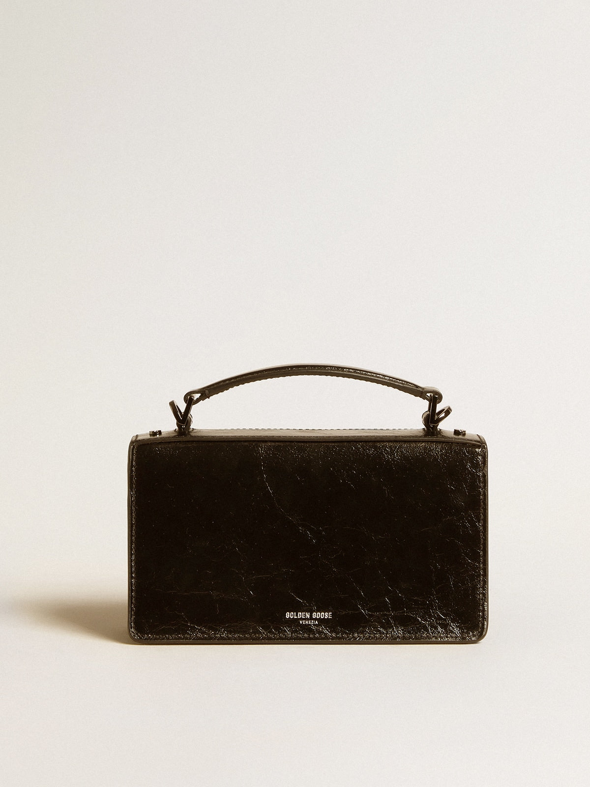 Golden Goose Small Venezia Bag in black metallic leather with black details