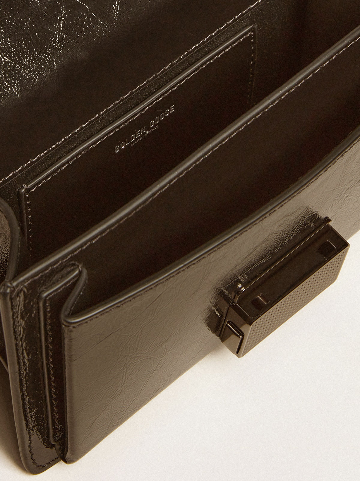 Golden Goose Small Venezia Bag in black metallic leather with black details