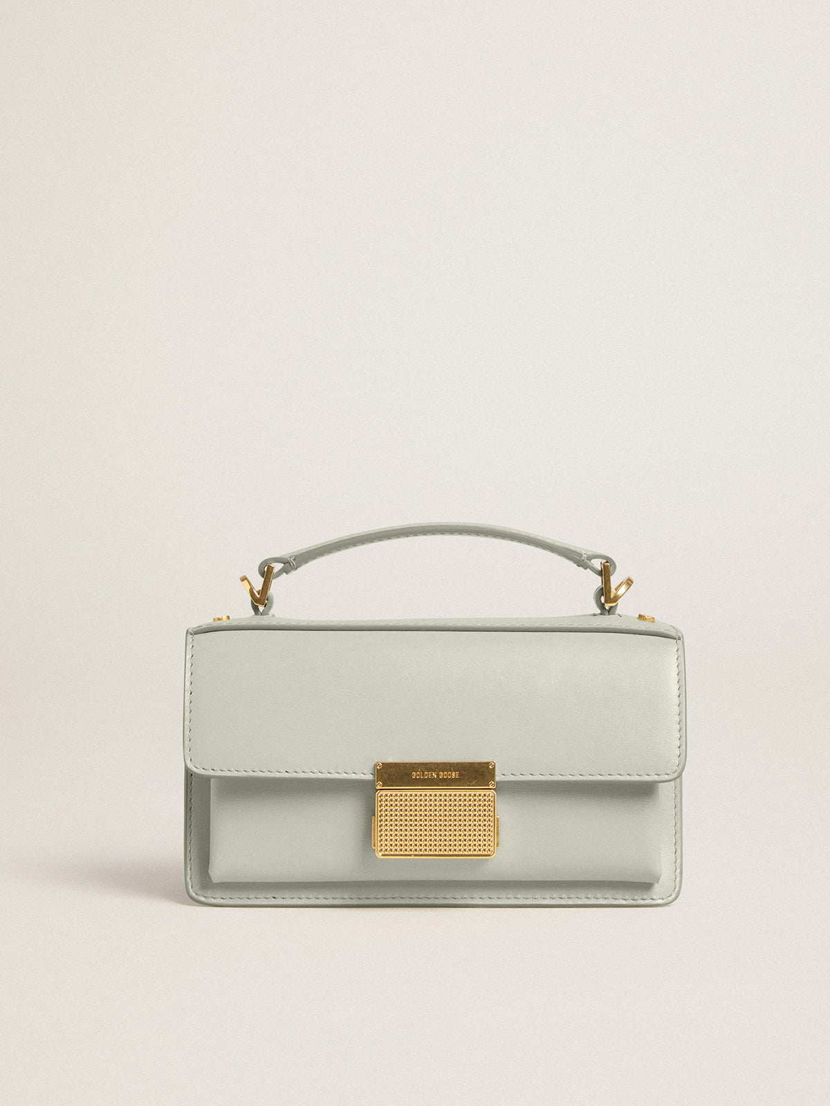 Golden Goose Small Venezia Bag in mineral-gray boarded leather with gold details