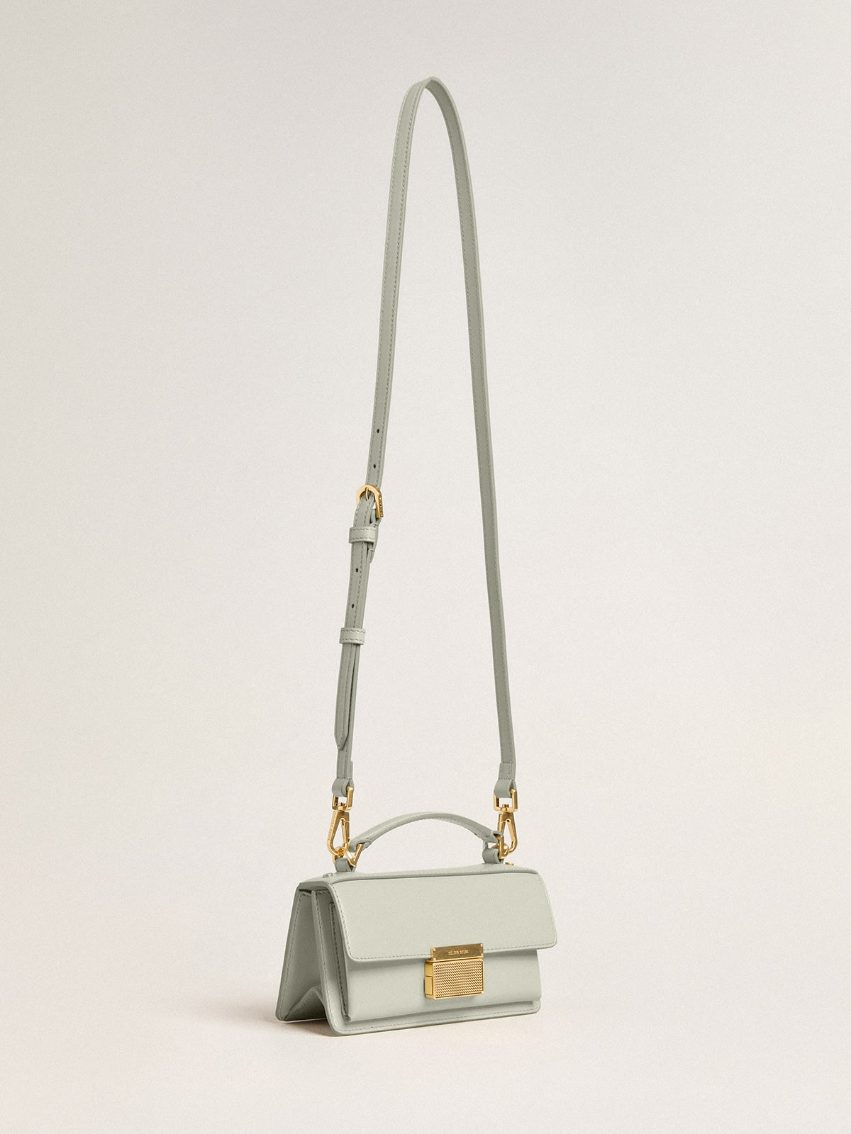 Golden Goose Small Venezia Bag in mineral-gray boarded leather with gold details