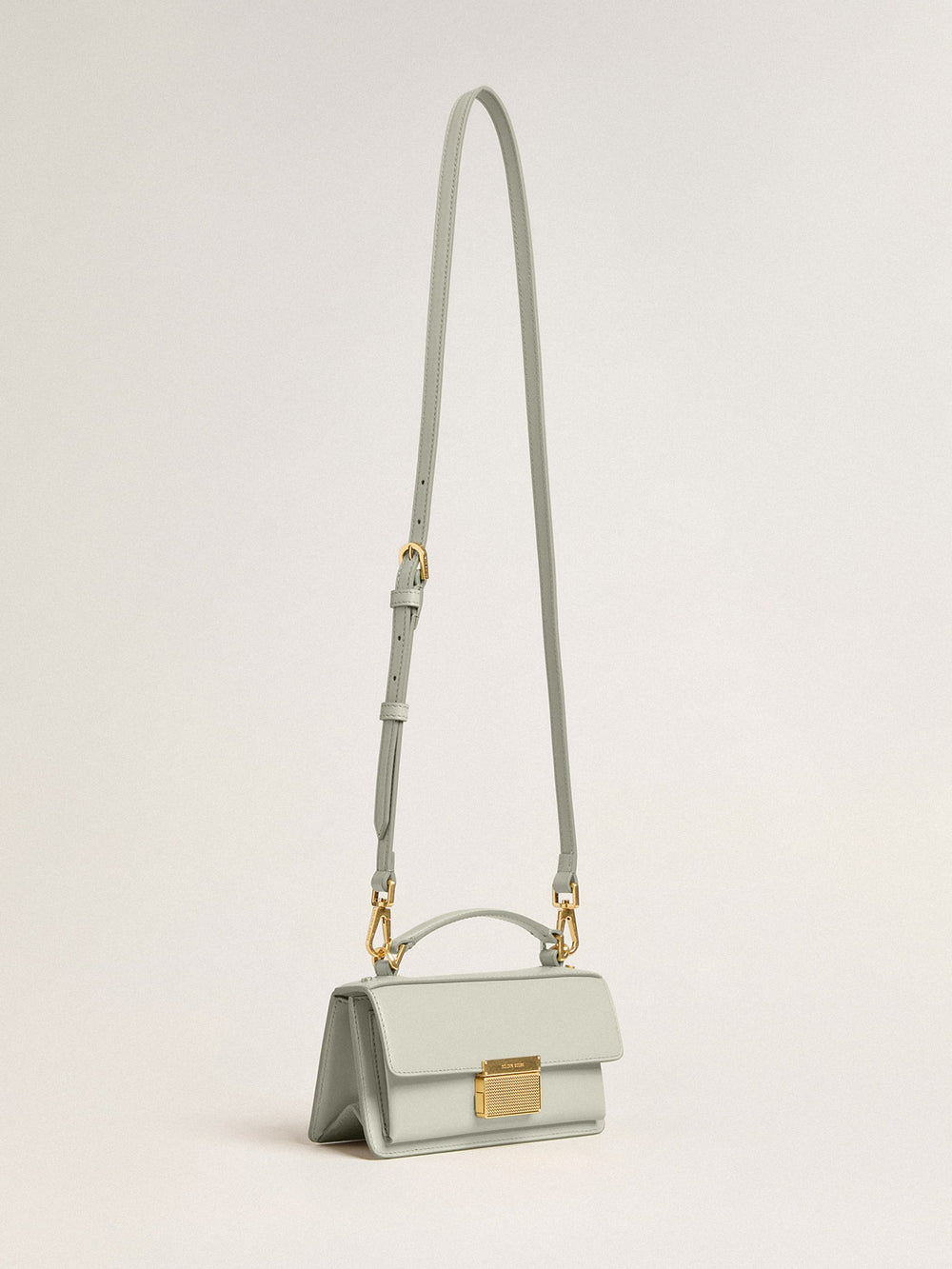 Golden Goose Small Venezia Bag in mineral-gray boarded leather with gold details