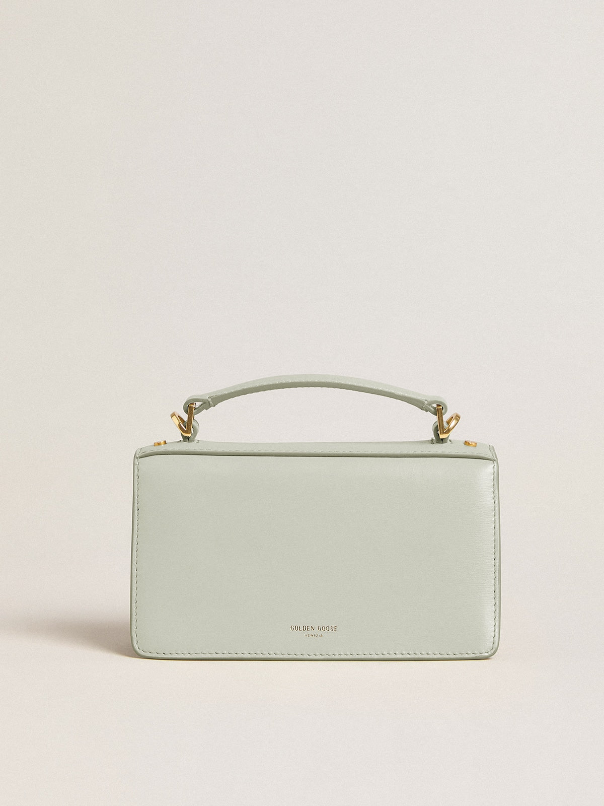 Golden Goose Small Venezia Bag in mineral-gray boarded leather with gold details