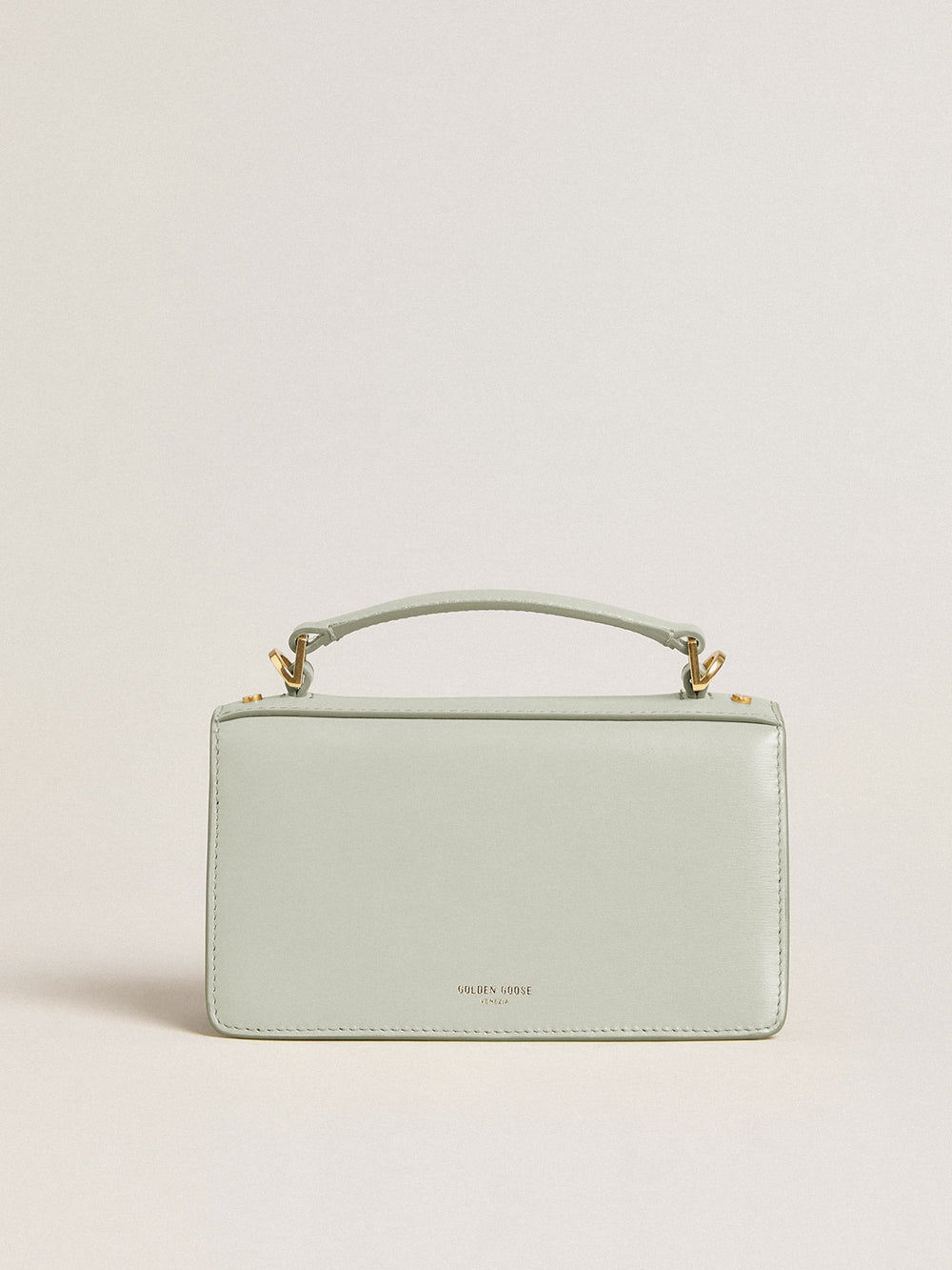 Golden Goose Small Venezia Bag in mineral-gray boarded leather with gold details