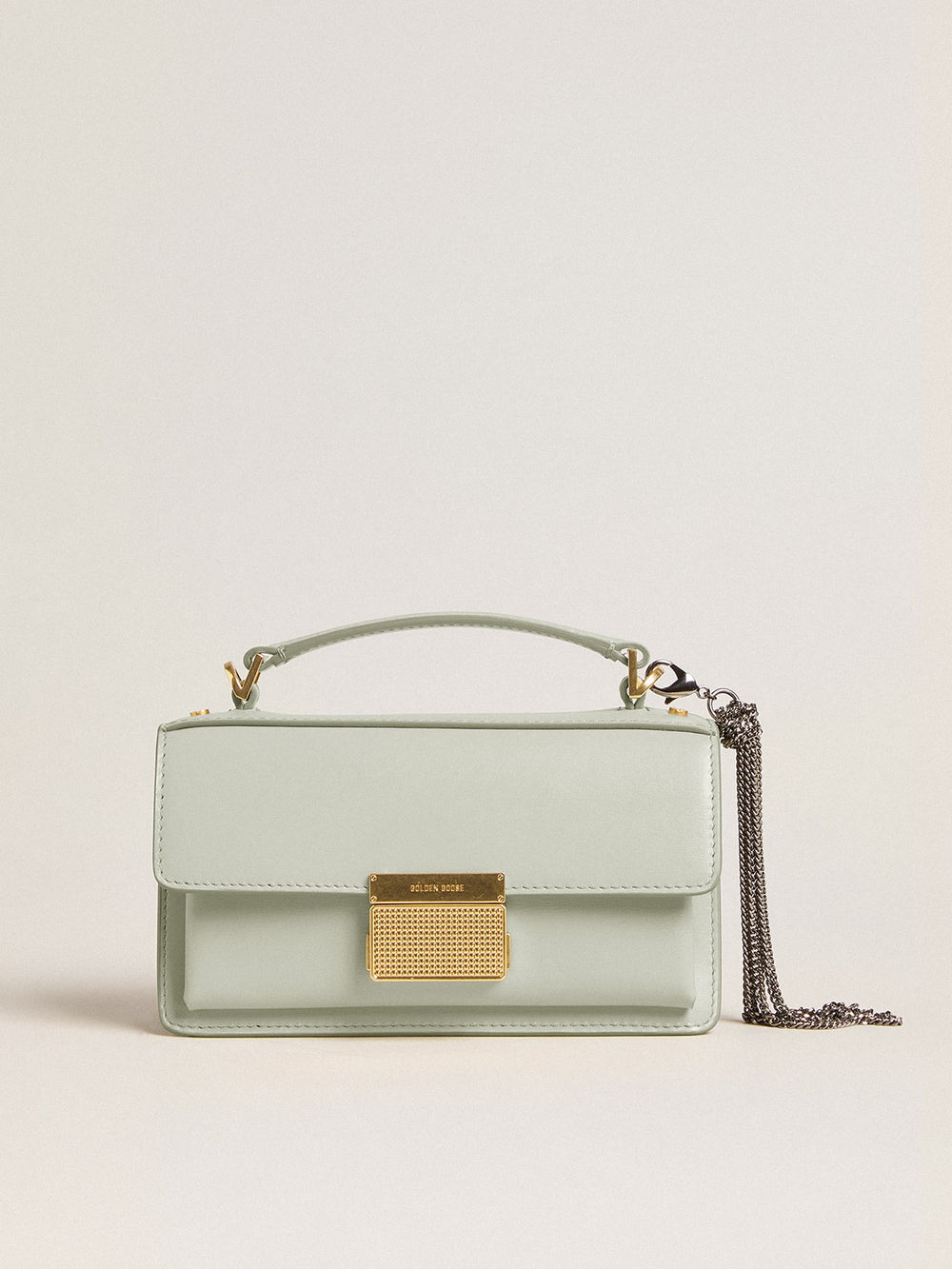 Golden Goose Small Venezia Bag in mineral-gray boarded leather with gold details