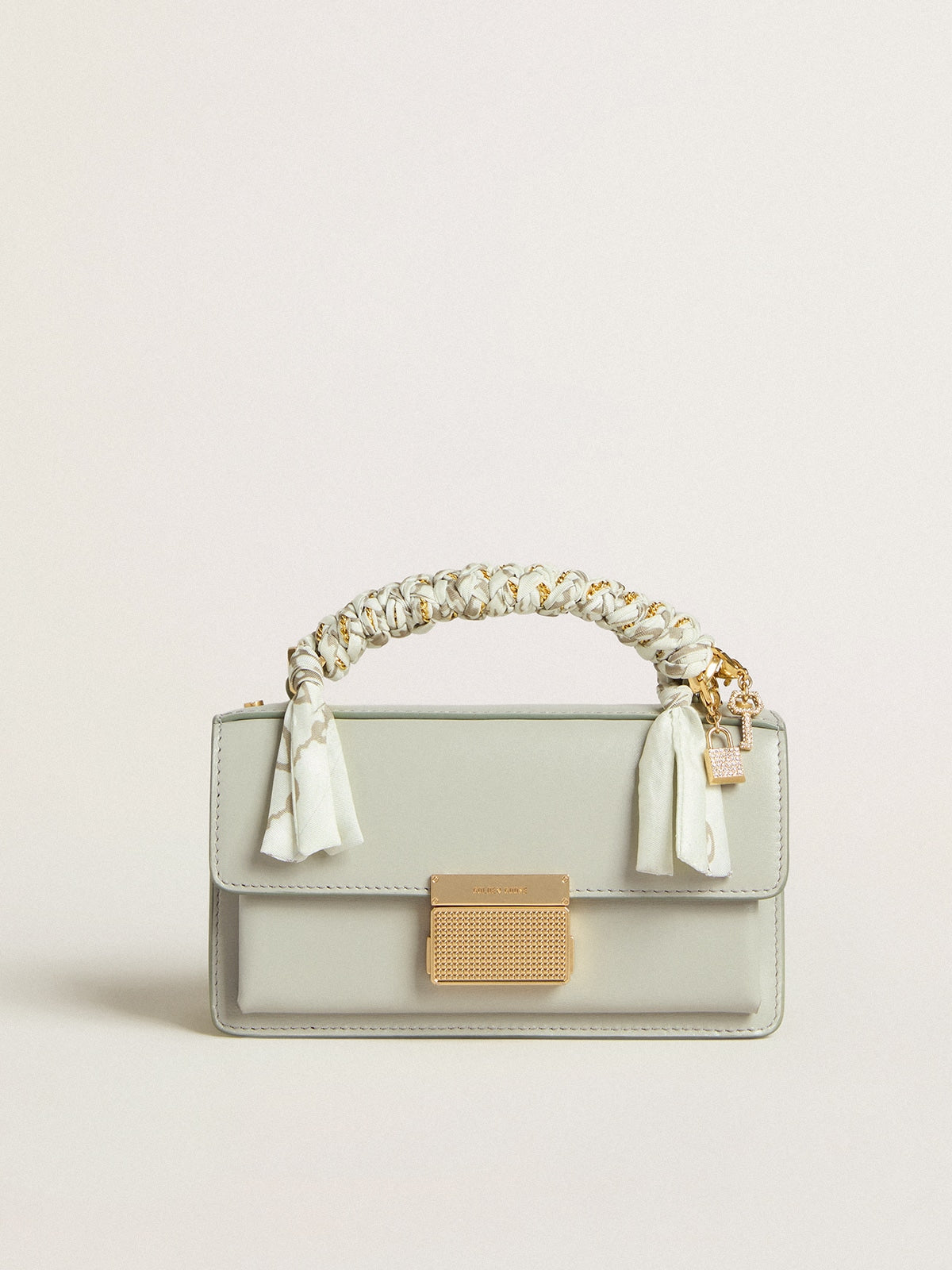 Golden Goose Small Venezia Bag in mineral-gray boarded leather with gold details