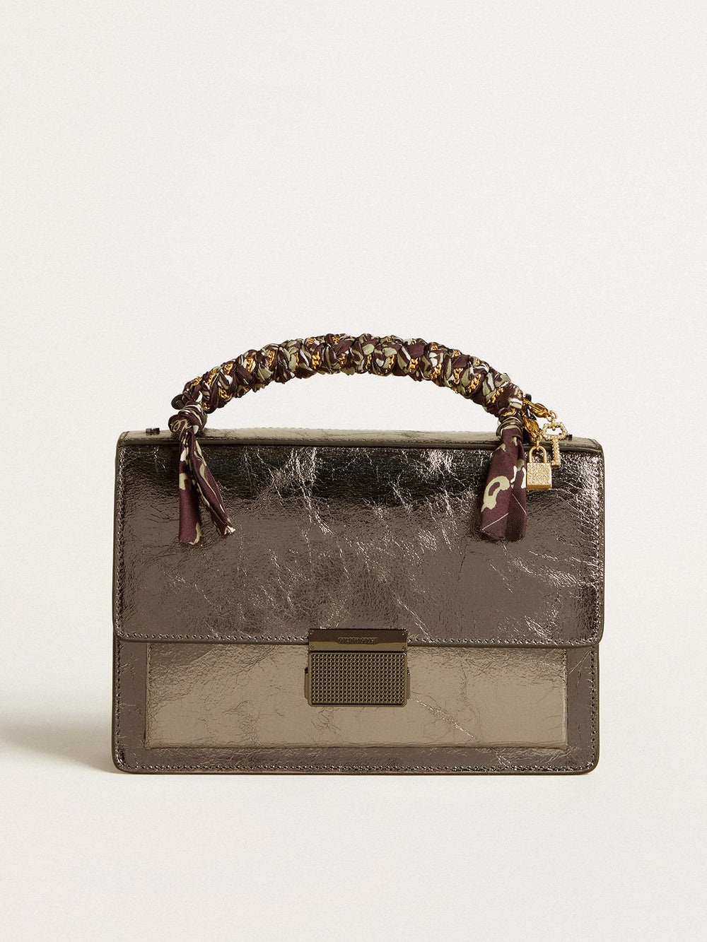 Golden Goose Venezia Bag in anthracite-gray metallic leather with black details