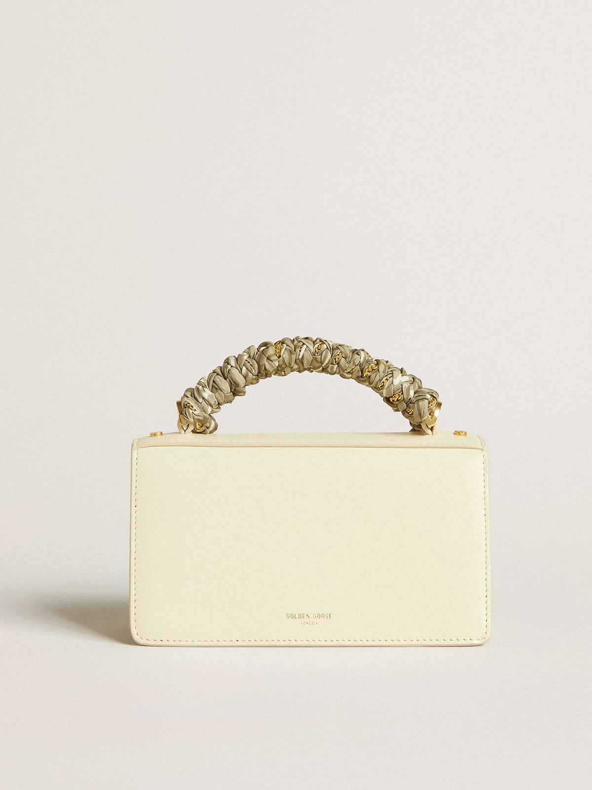 Golden Goose Small Venezia Bag in butter-colored boarded leather with braided scarf