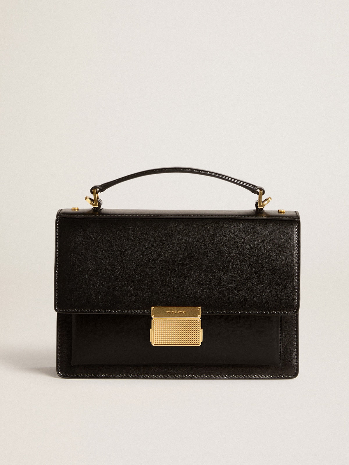 Golden Goose Venezia Bag in black boarded leather with gold details