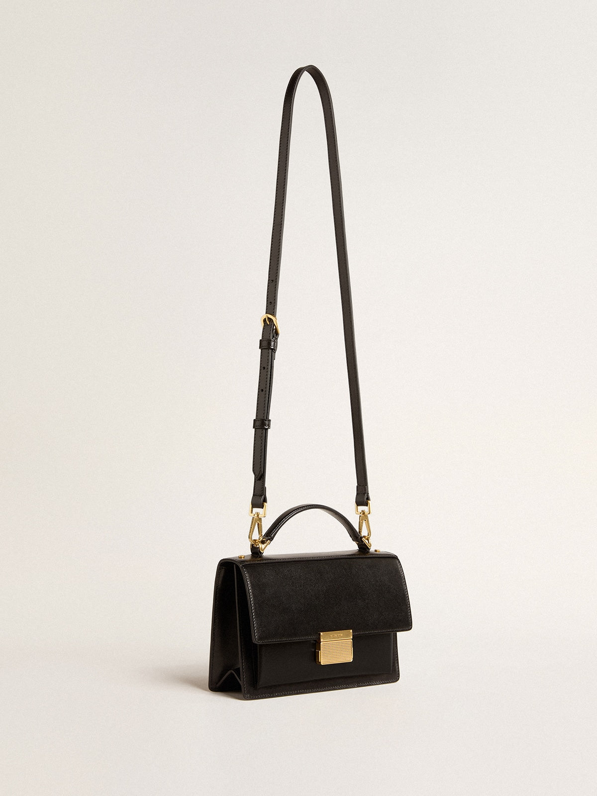 Golden Goose Venezia Bag in black boarded leather with gold details