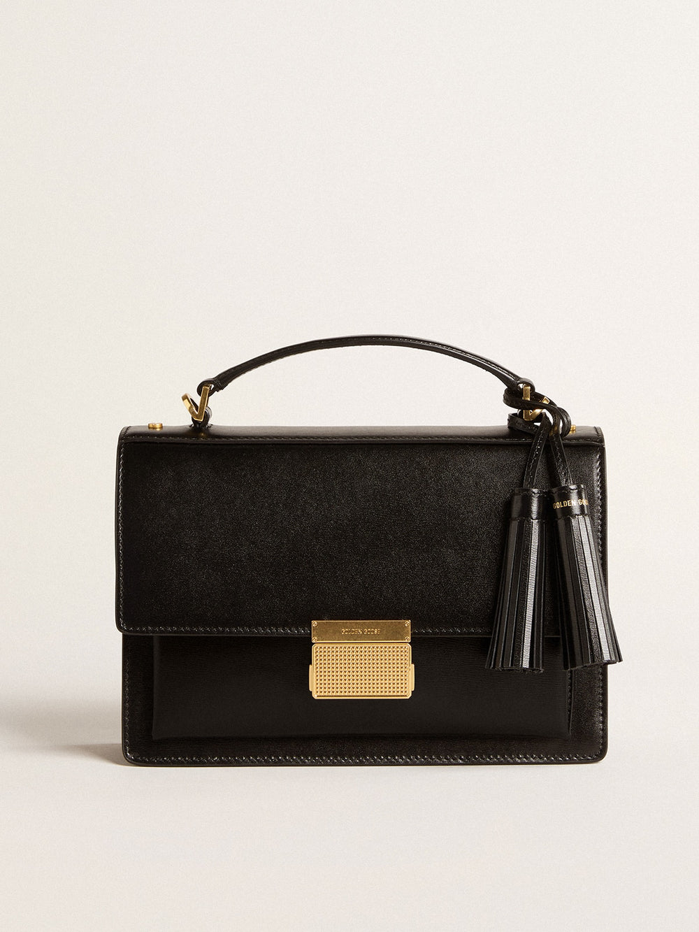 Golden Goose Venezia Bag in black boarded leather with gold details