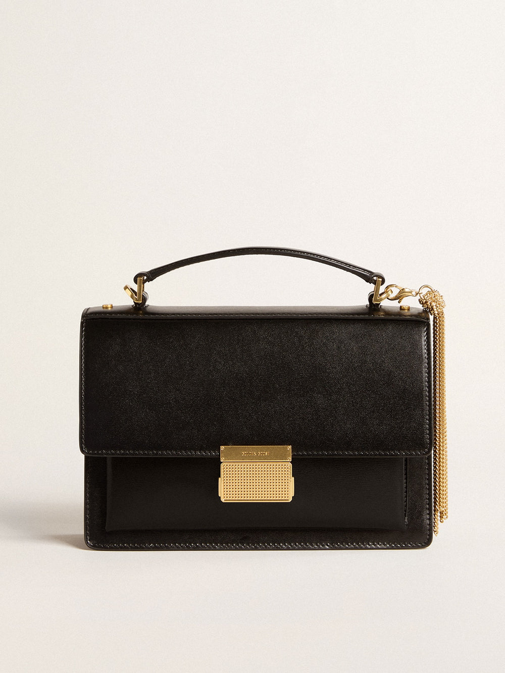 Golden Goose Venezia Bag in black boarded leather with gold details