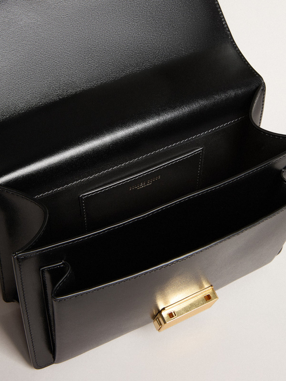 Golden Goose Venezia Bag in black boarded leather with gold details
