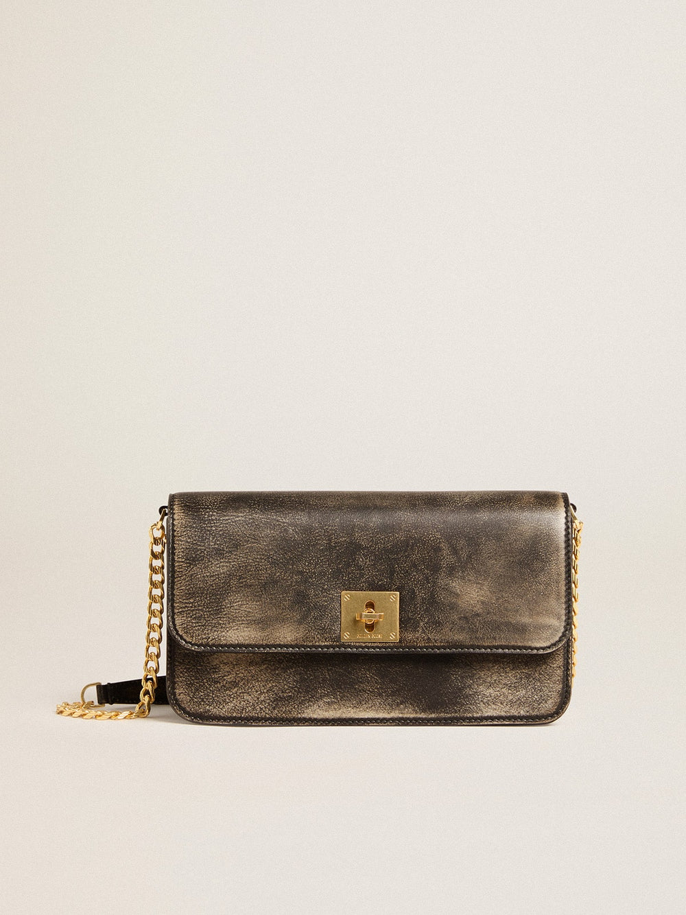 Golden Goose Gioia Bag in black vintage leather with gold details