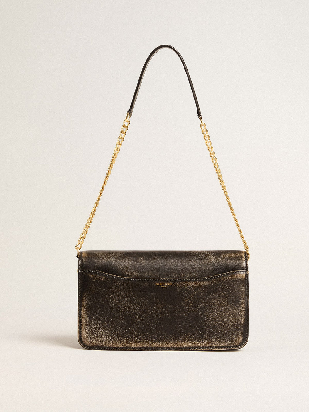 Golden Goose Gioia Bag in black vintage leather with gold details