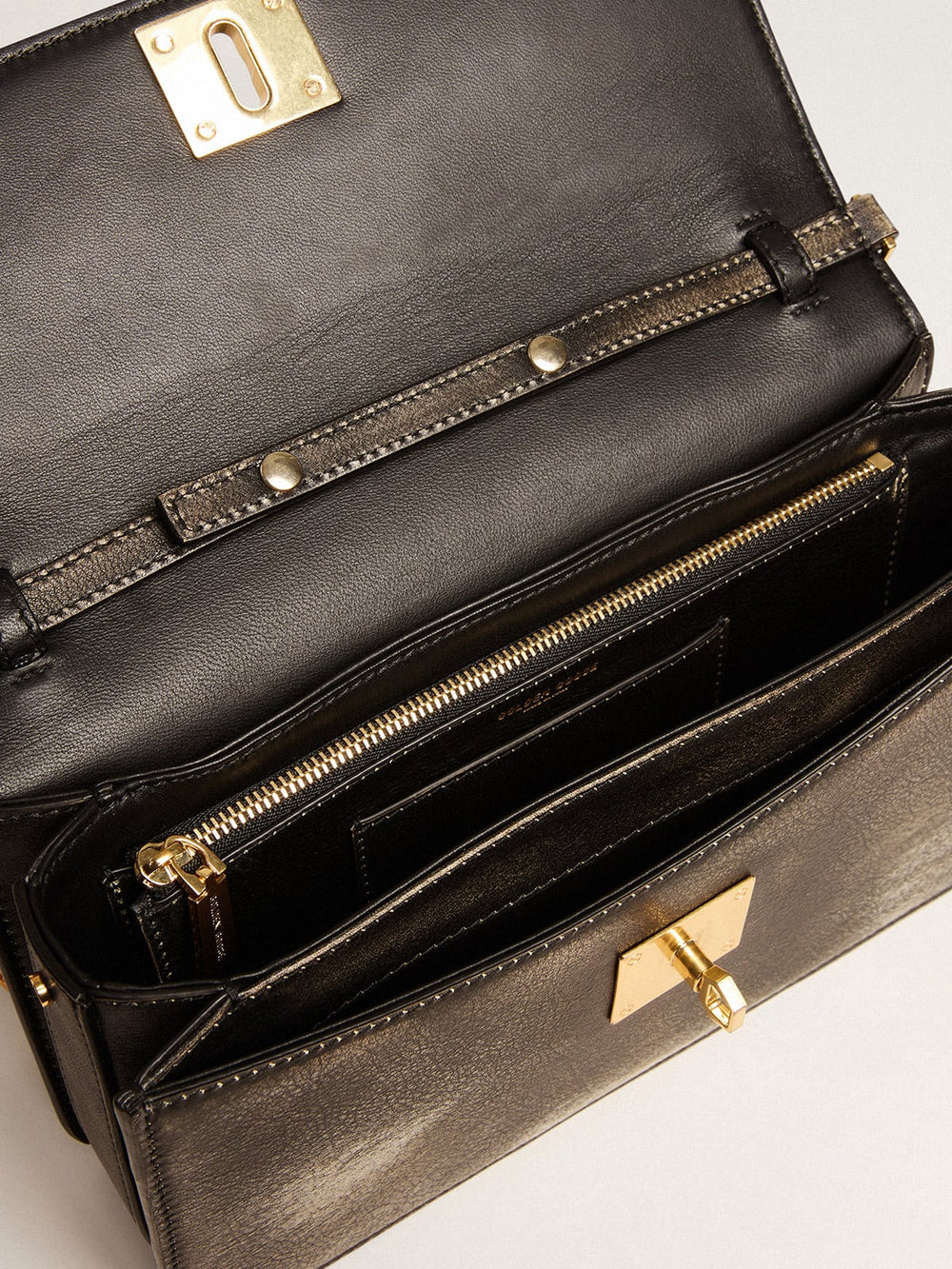 Golden Goose Gioia Bag in black vintage leather with gold details