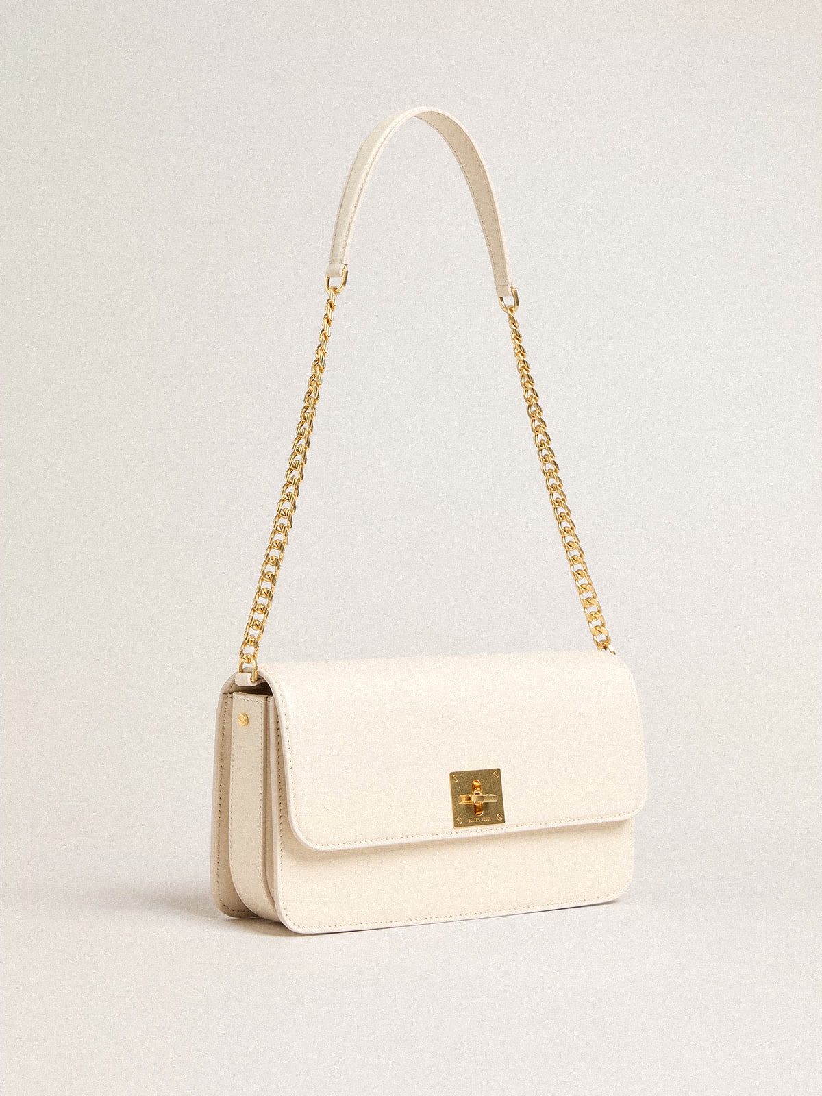 Golden Goose Gioia Bag in butter-colored boarded leather with gold details