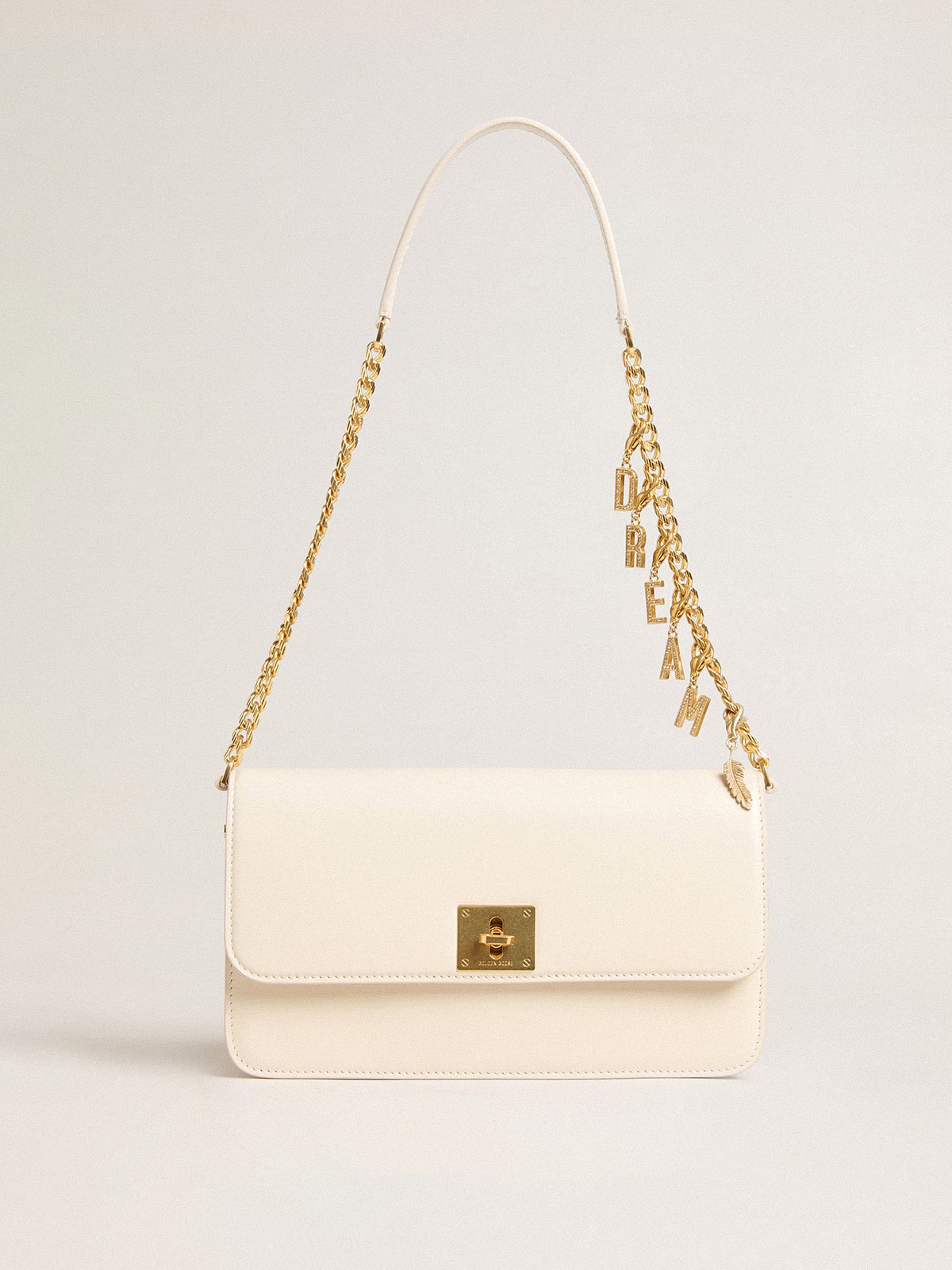 Golden Goose Gioia Bag in butter-colored boarded leather with gold details