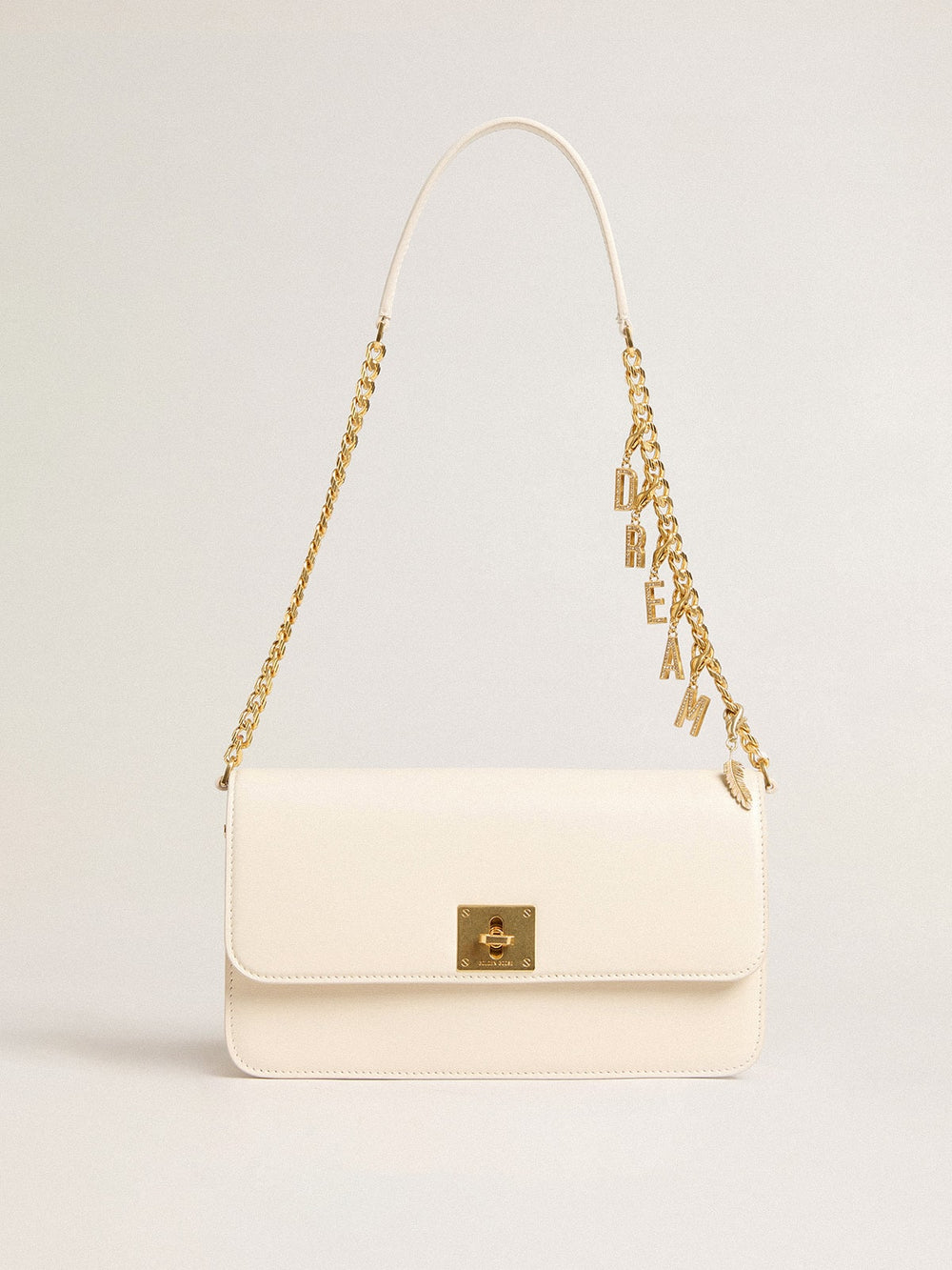 Golden Goose Gioia Bag in butter-colored boarded leather with gold details