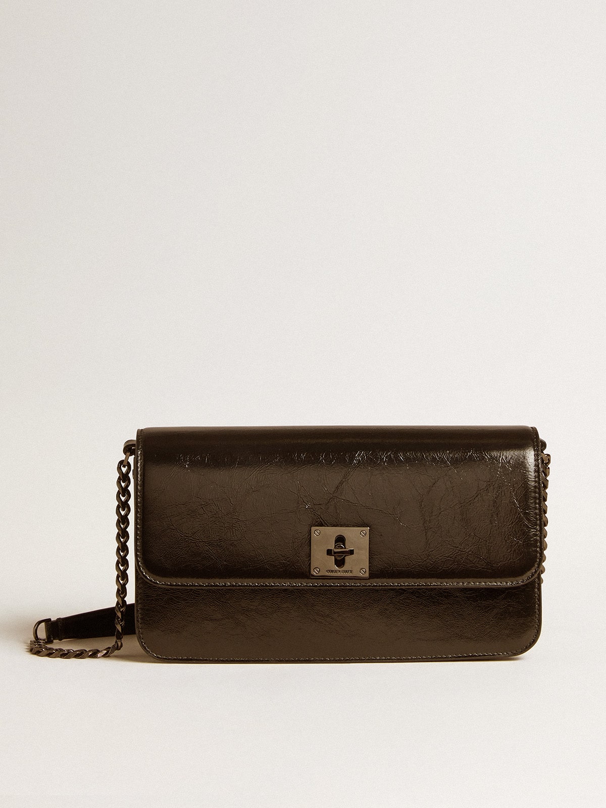 Golden Goose Gioia Bag in black glossy leather with metal details