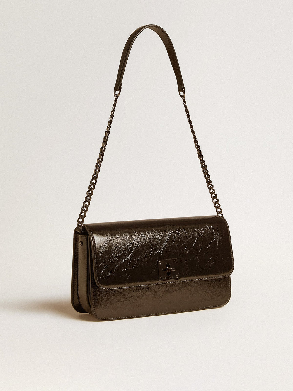 Golden Goose Gioia Bag in black glossy leather with metal details