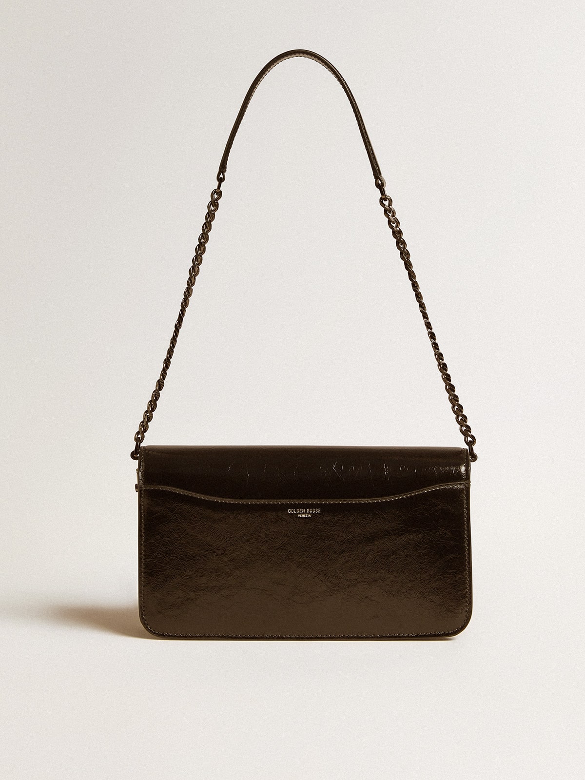 Golden Goose Gioia Bag in black glossy leather with metal details