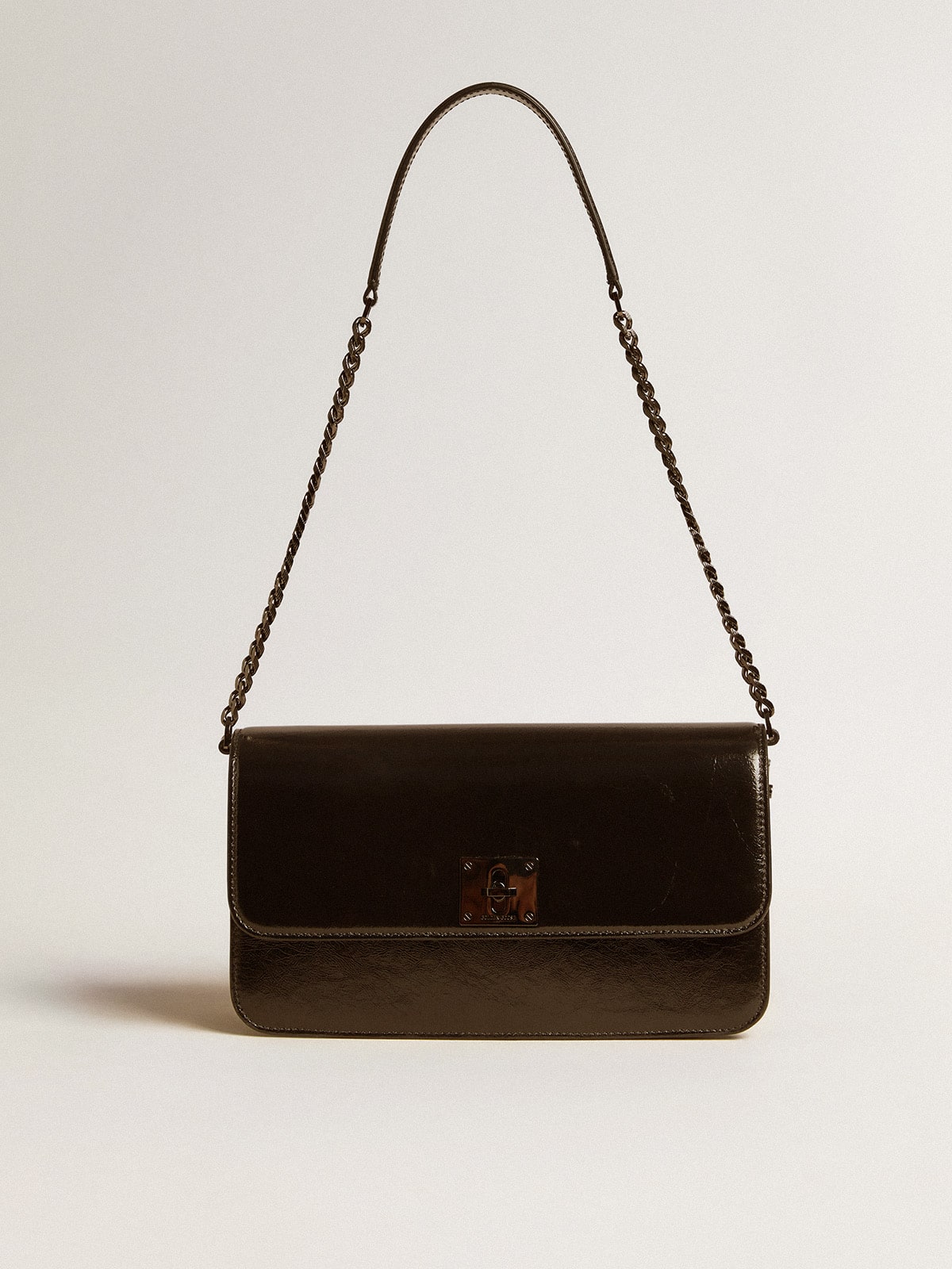 Golden Goose Gioia Bag in black glossy leather with metal details