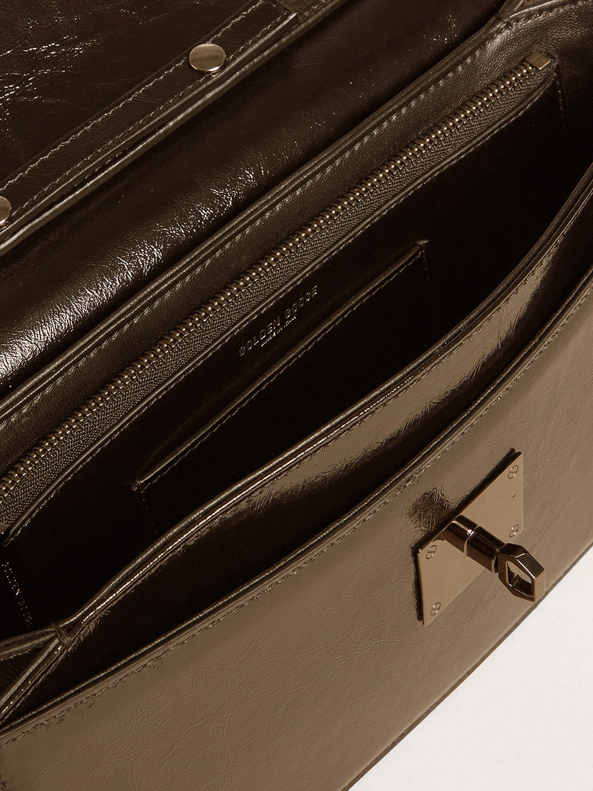 Golden Goose Gioia Bag in black glossy leather with metal details