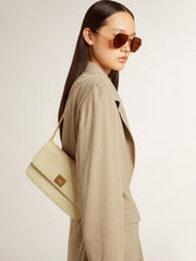 Golden Goose Gioia Bag in mineral-gray sheepskin leather with gold details