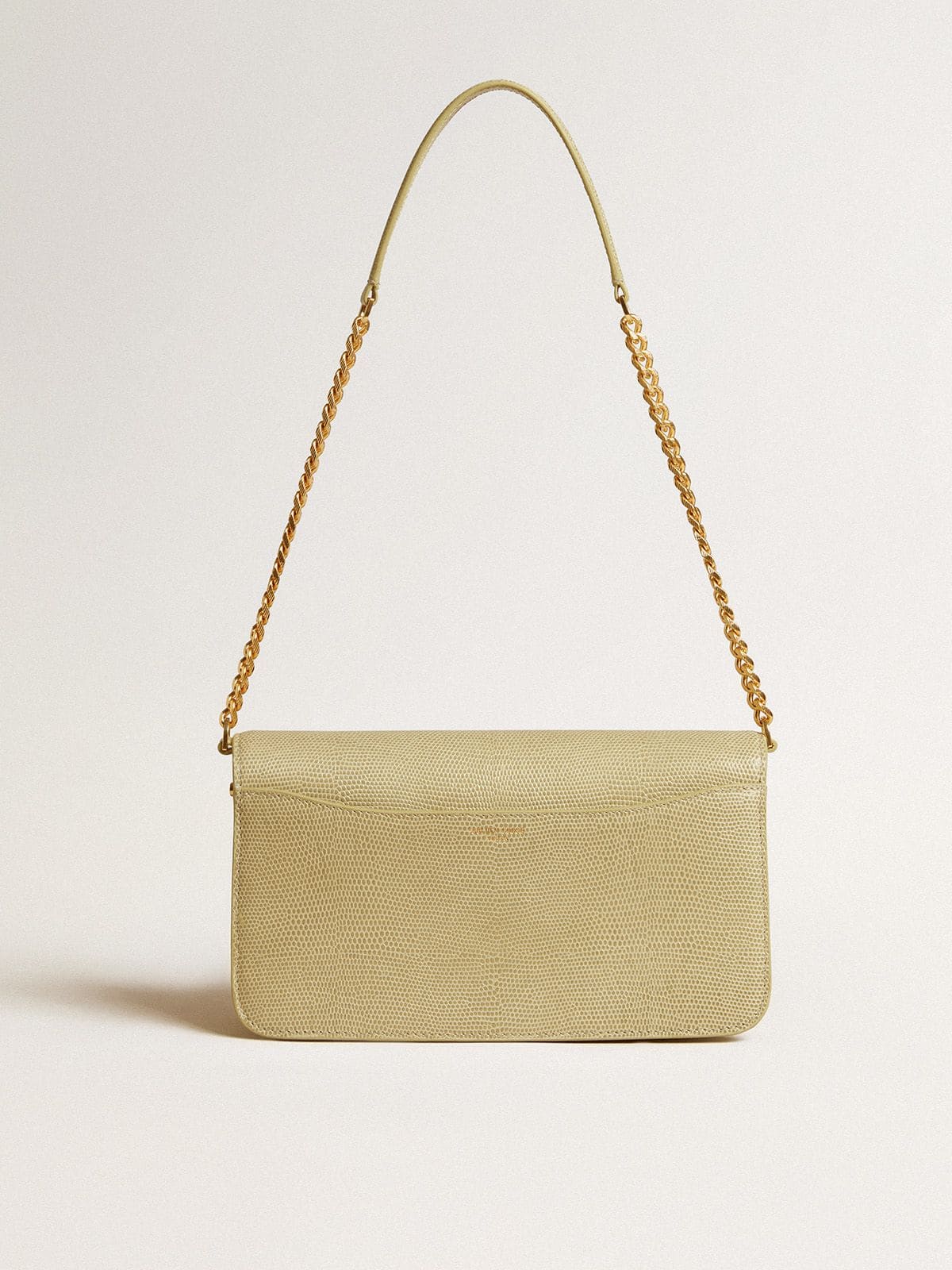 Golden Goose Gioia Bag in mineral-gray sheepskin leather with gold details