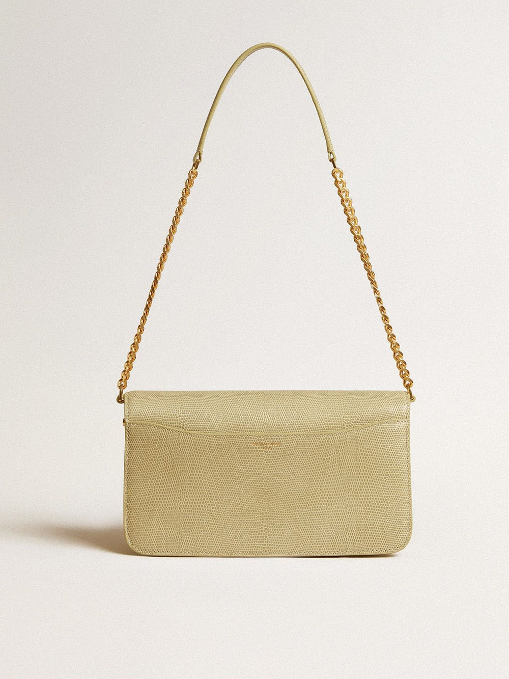 Golden Goose Gioia Bag in mineral-gray sheepskin leather with gold details