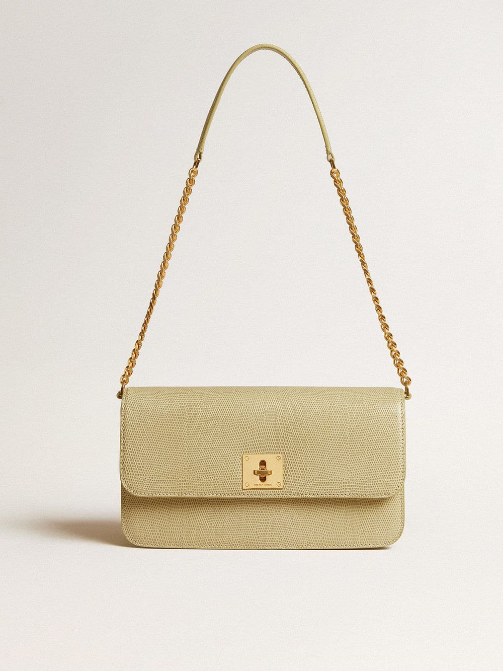 Golden Goose Gioia Bag in mineral-gray sheepskin leather with gold details