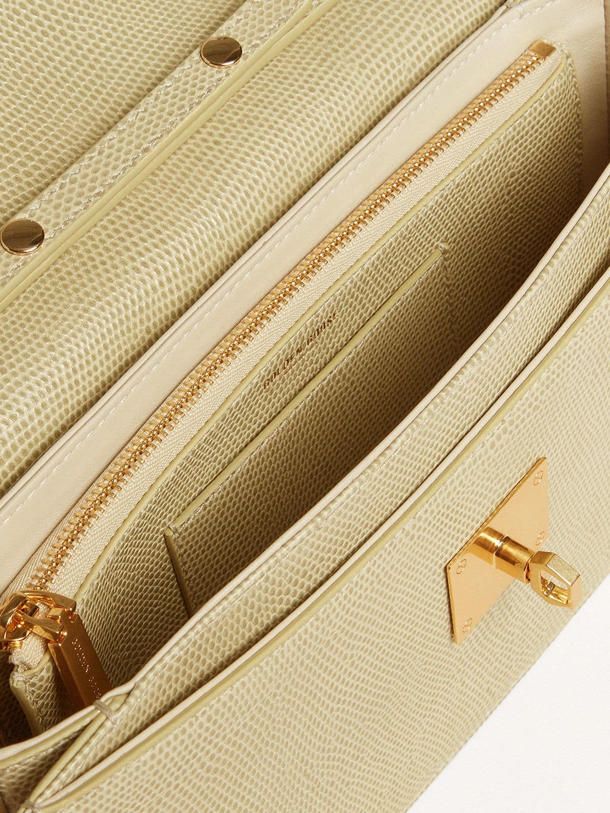 Golden Goose Gioia Bag in mineral-gray sheepskin leather with gold details